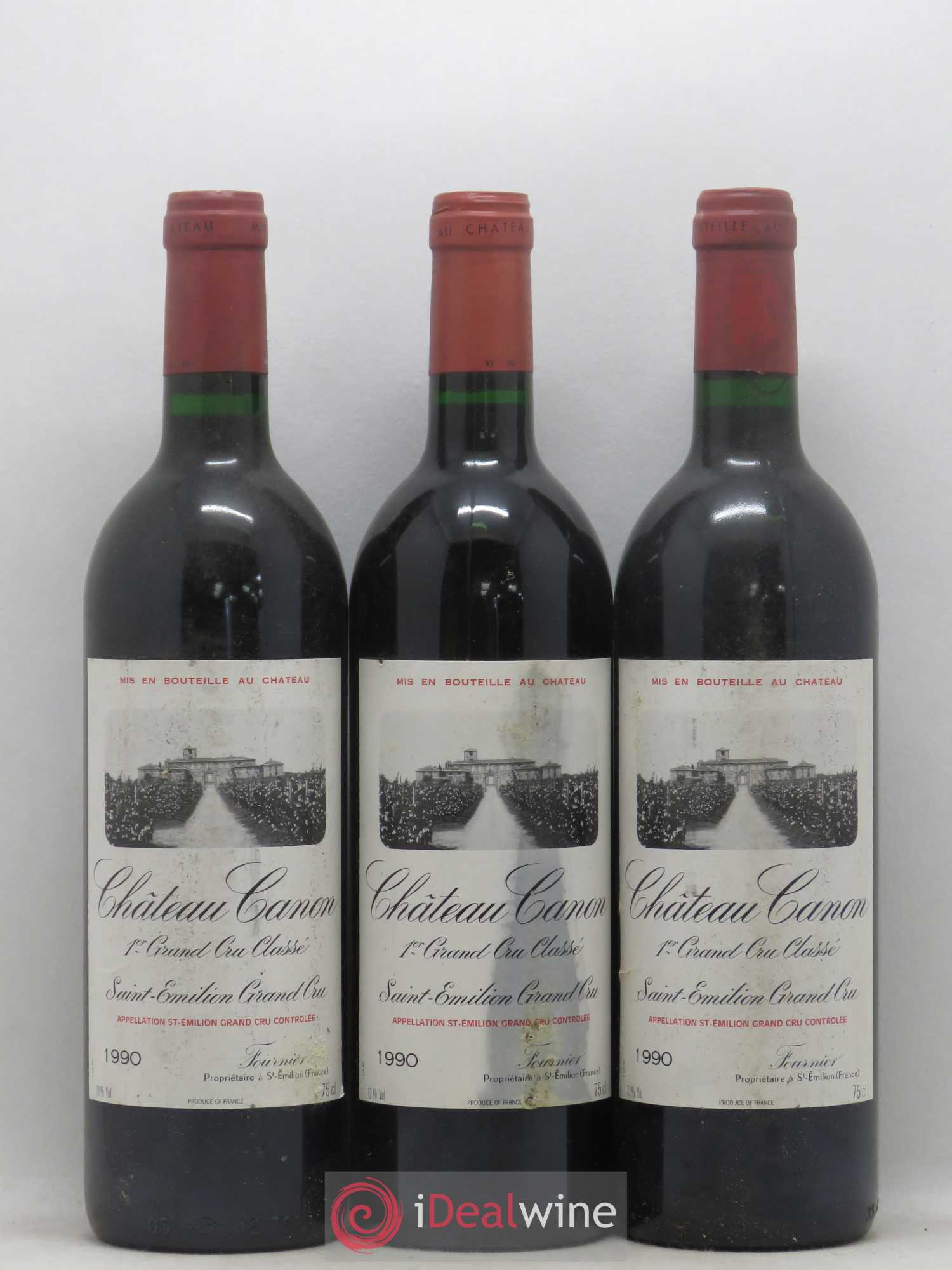 Château Canon 1er Grand Cru Classé B 1990 - Lot de 3 bouteilles - 0