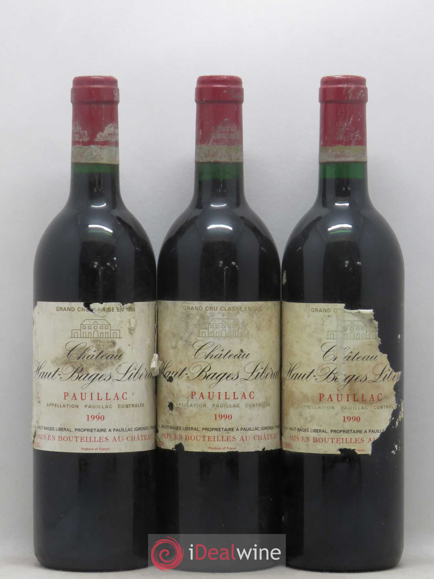 Château Haut Bages Libéral 5ème Grand Cru Classé 1990 - Lot de 3 bouteilles - 0