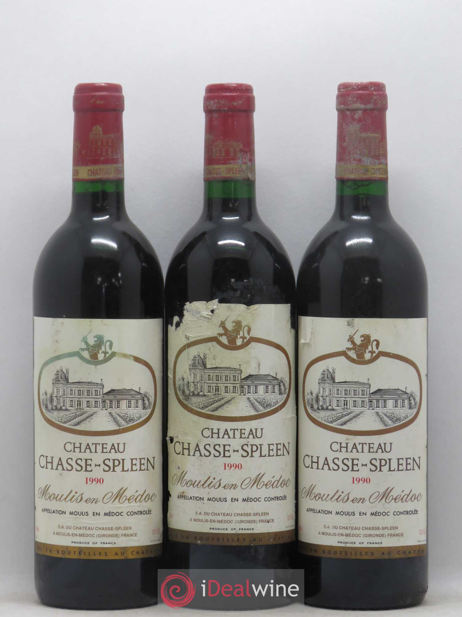 Château Chasse Spleen 1990 - Lot de 3 bouteilles - 0