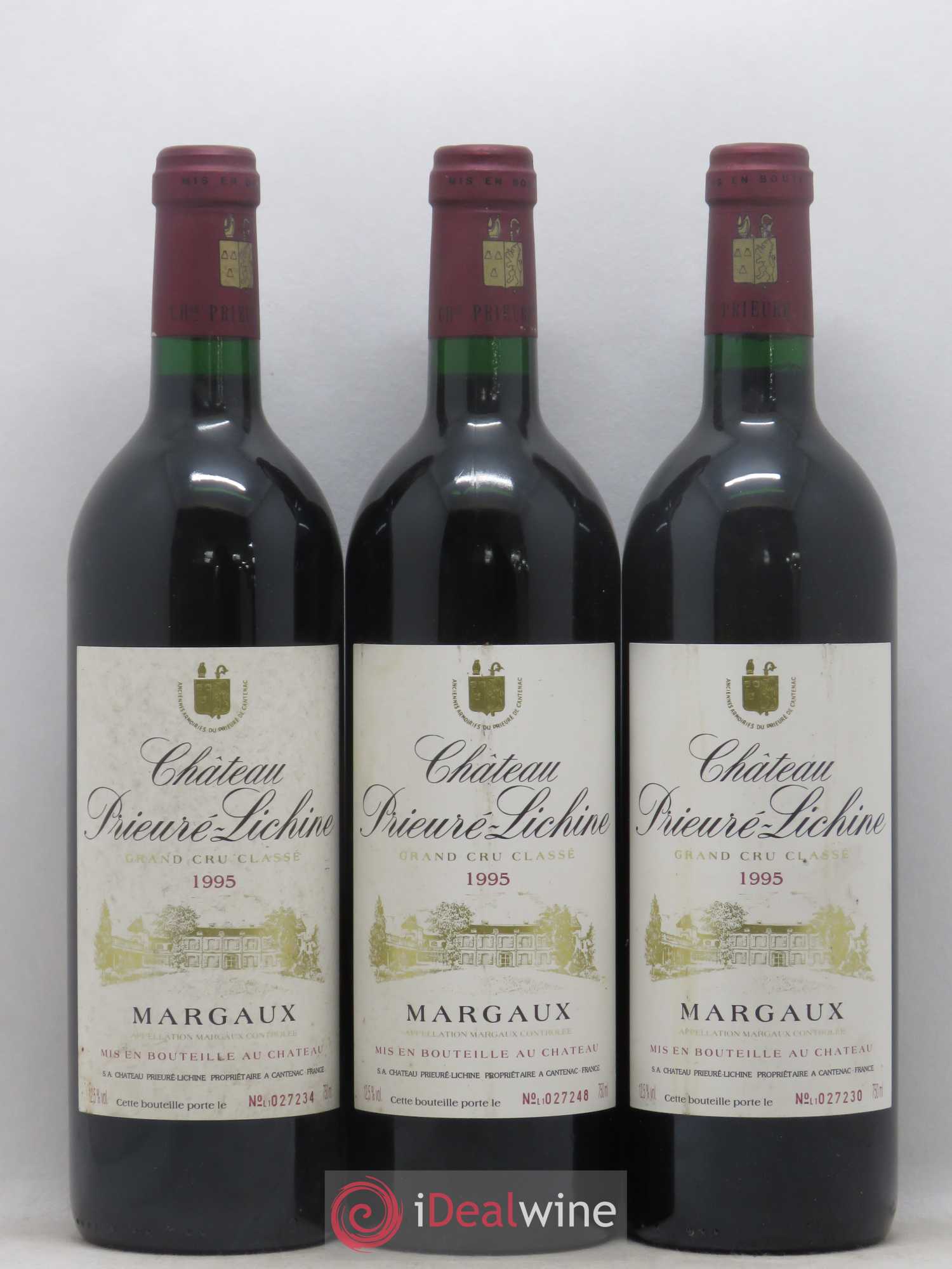 Château Prieuré Lichine 4ème Grand Cru Classé 1995 - Lot de 3 bouteilles - 0