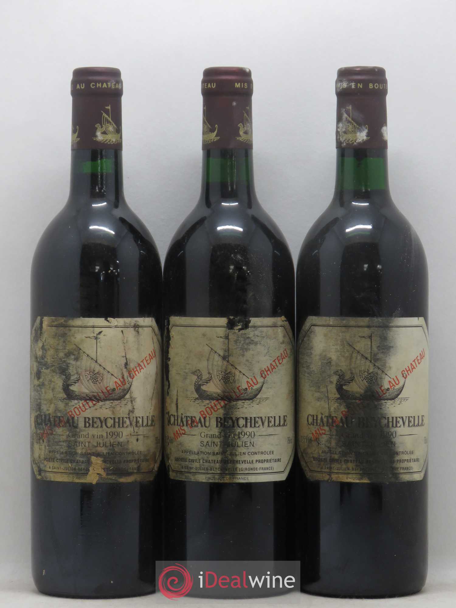 Château Beychevelle 4ème Grand Cru Classé 1990 - Lot de 3 bouteilles - 0