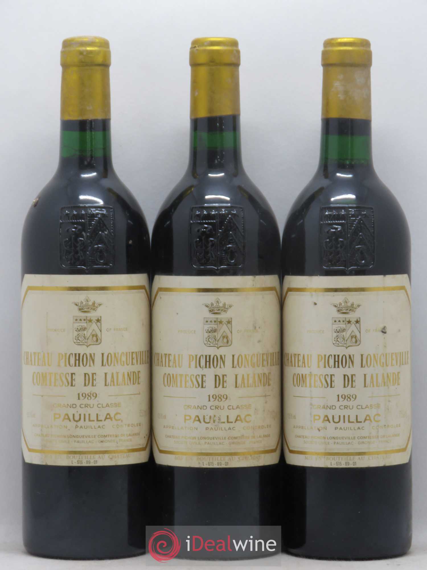 Château Pichon Longueville Comtesse de Lalande 2ème Grand Cru Classé 1989 - Lot de 3 bouteilles - 0
