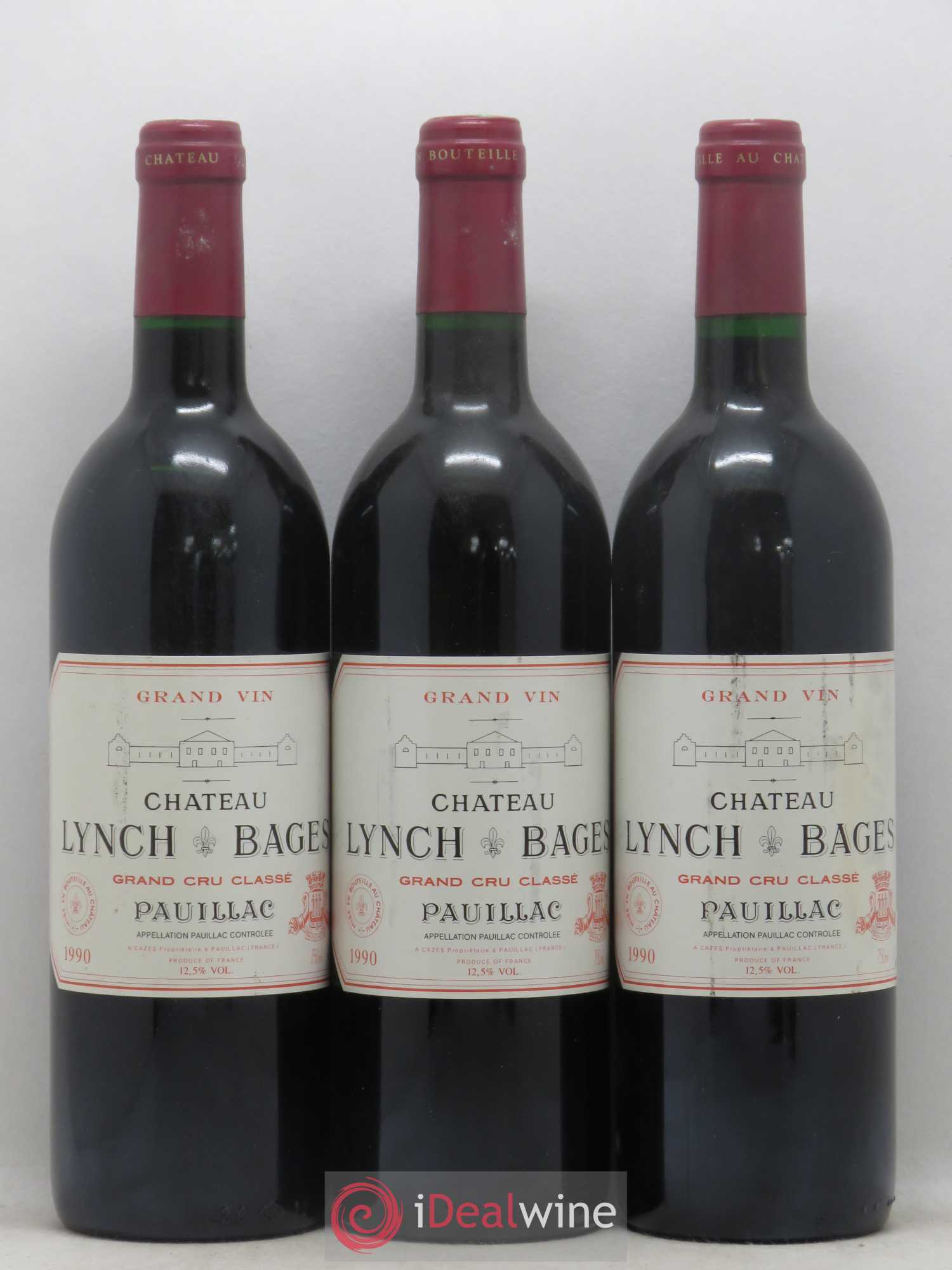 Château Lynch Bages 5ème Grand Cru Classé 1990 - Lot de 3 bouteilles - 0