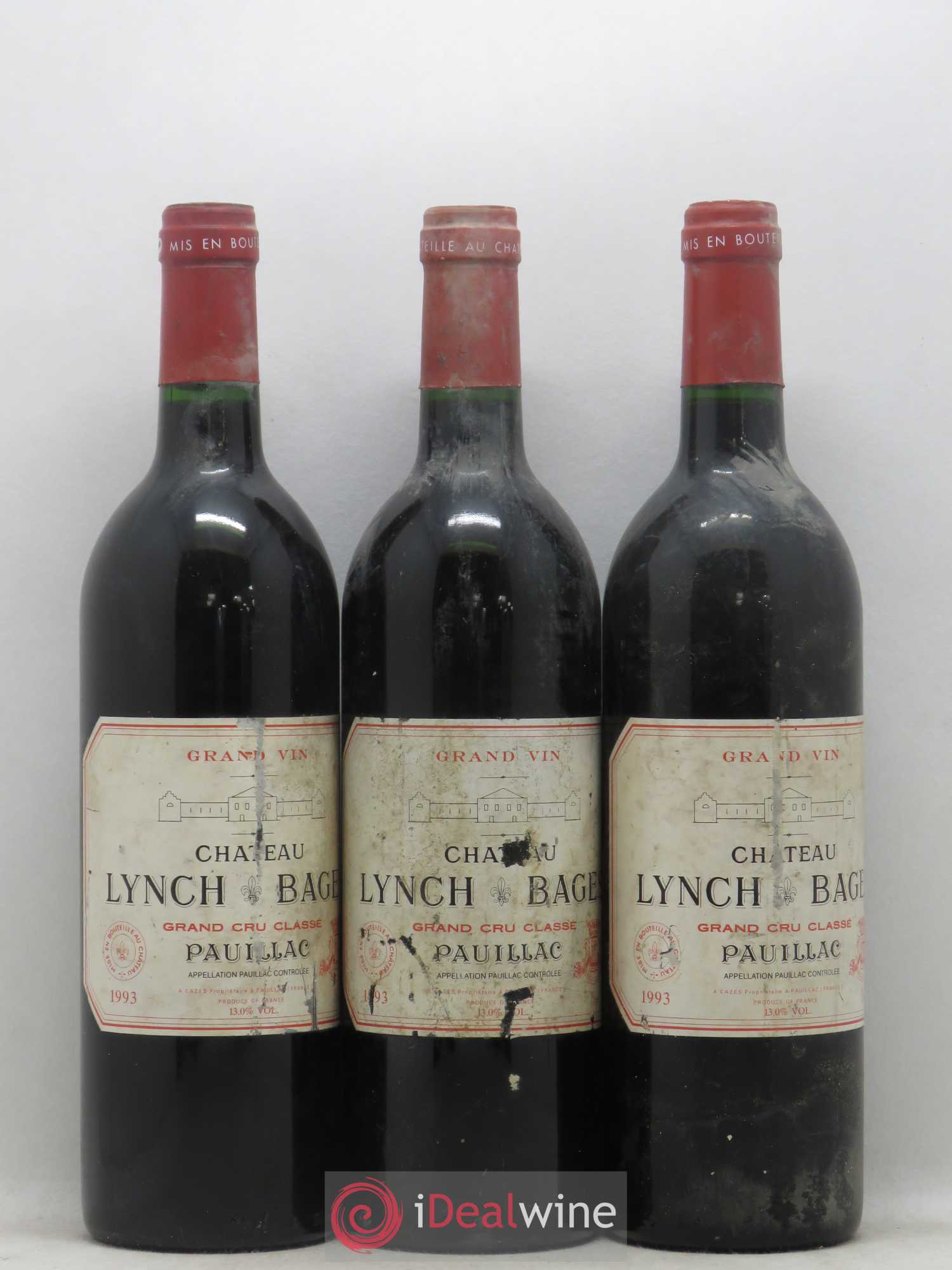 Château Lynch Bages 5ème Grand Cru Classé 1993 - Lot de 3 bouteilles - 0