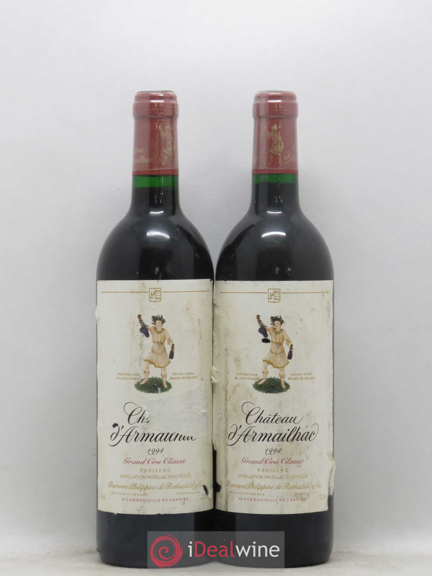 Château d' Armailhac - Mouton Baron(ne) Philippe 5ème Grand Cru Classé 1994 - Lot de 2 bouteilles - 0