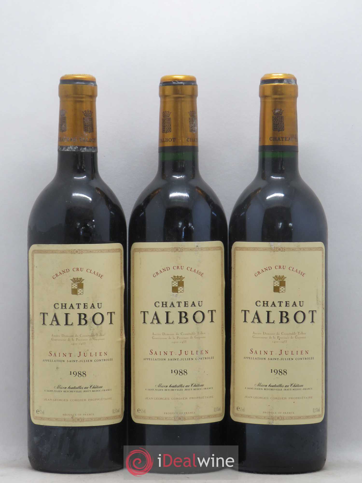 Château Talbot 4ème Grand Cru Classé 1988 - Lot de 3 bouteilles - 0