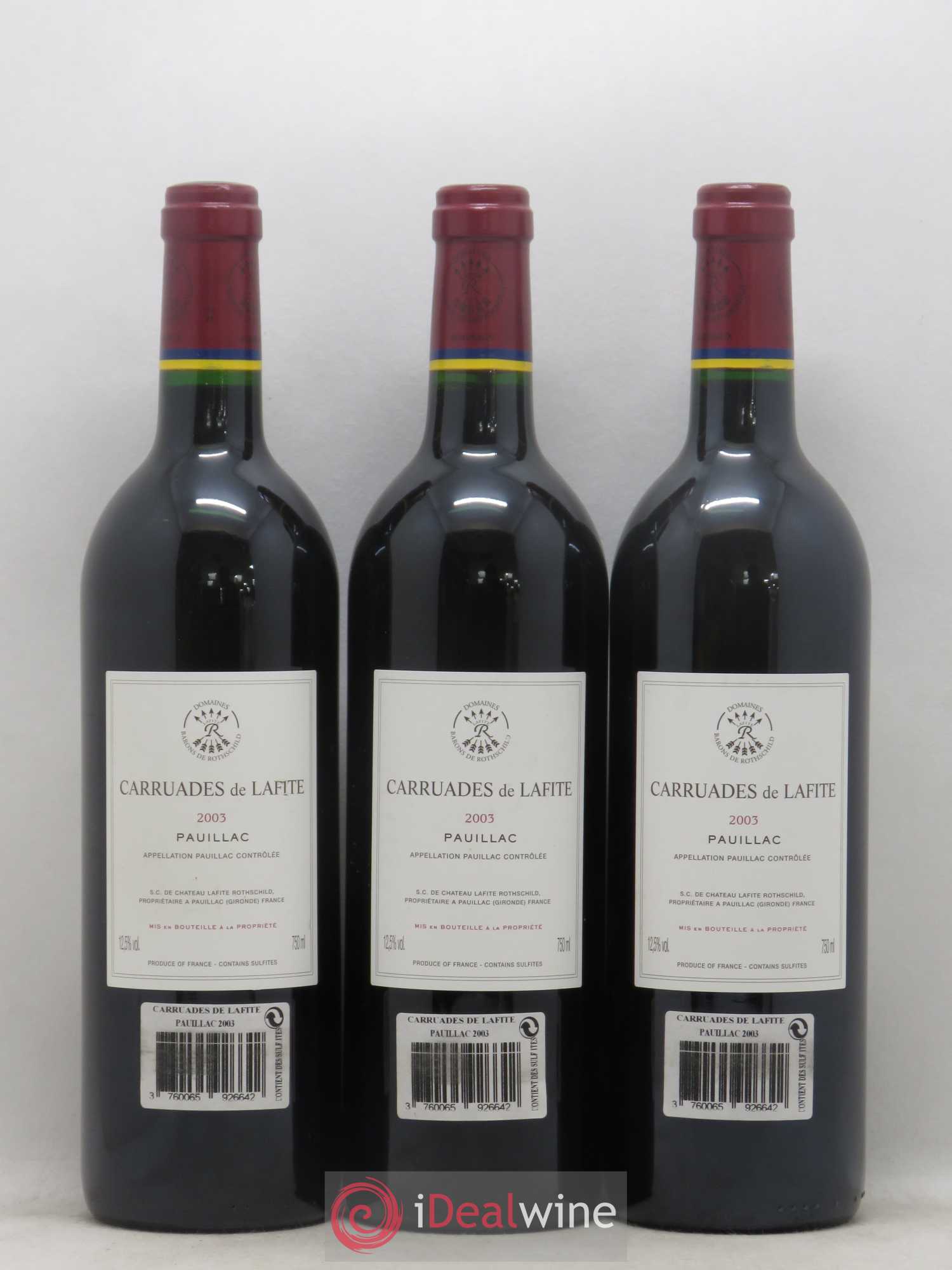 Carruades de Lafite Rothschild Second Vin 2003 - Lot de 3 bouteilles - 1