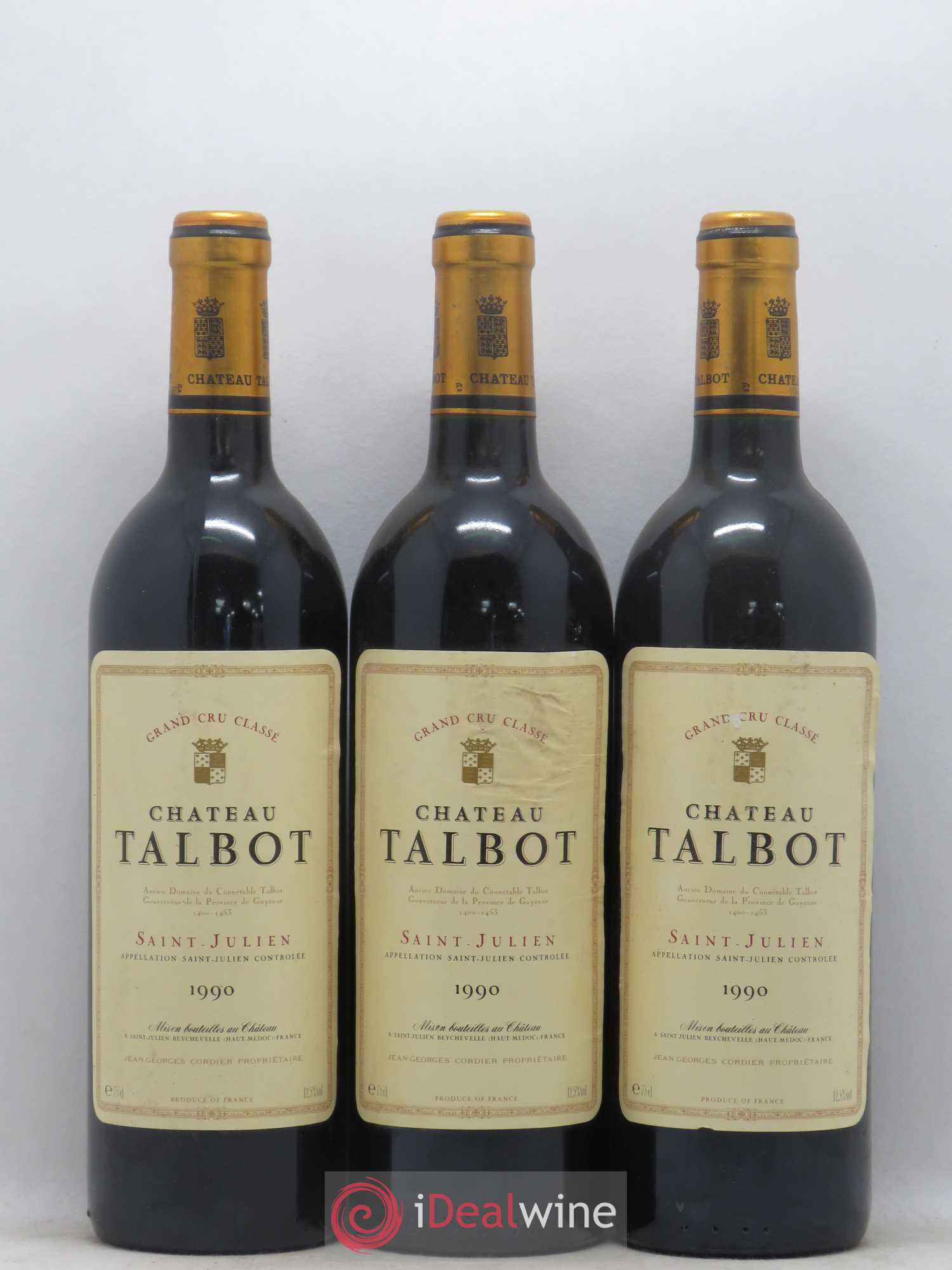 Château Talbot 4ème Grand Cru Classé 1990 - Lot de 3 bouteilles - 0