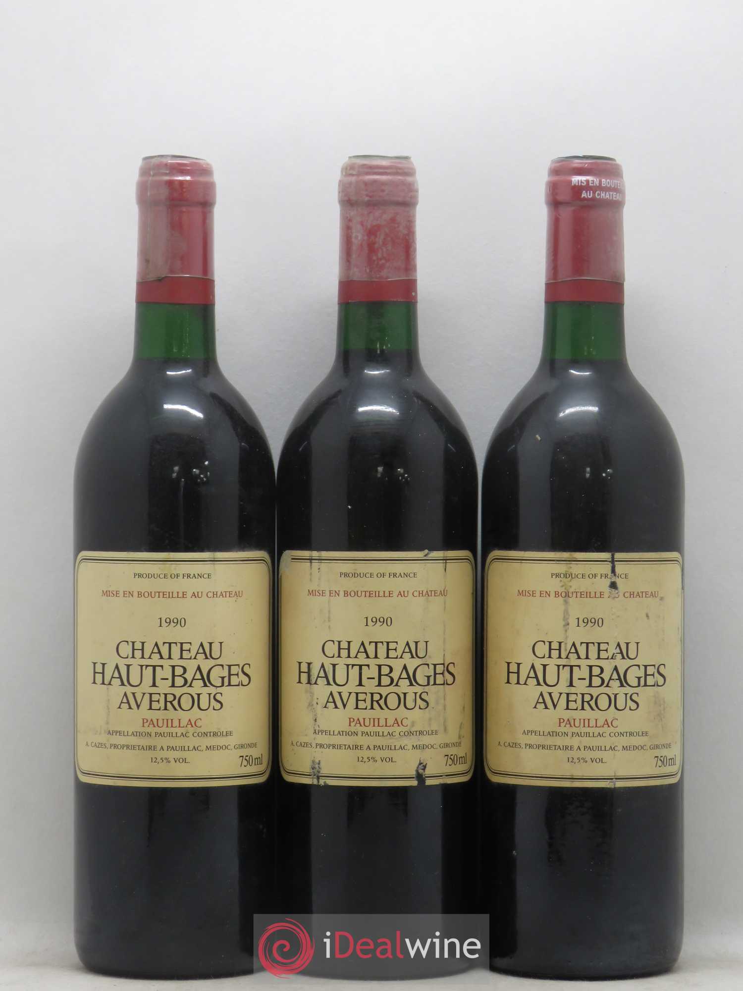 Château Haut Bages Averous Cru Bourgeois 1990 - Lot de 3 bouteilles - 0