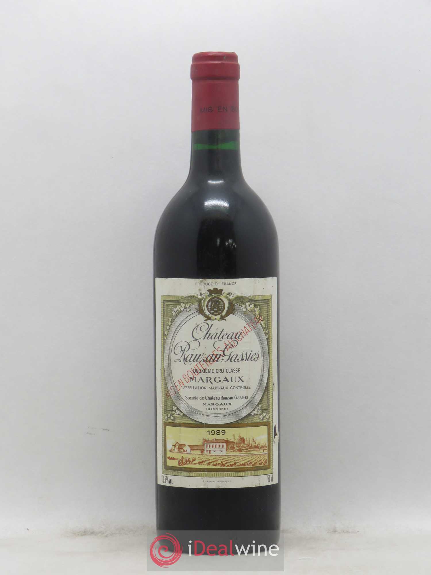 Château Rauzan-Gassies 2ème Grand Cru Classé 1989 - Lot de 1 bouteille - 0