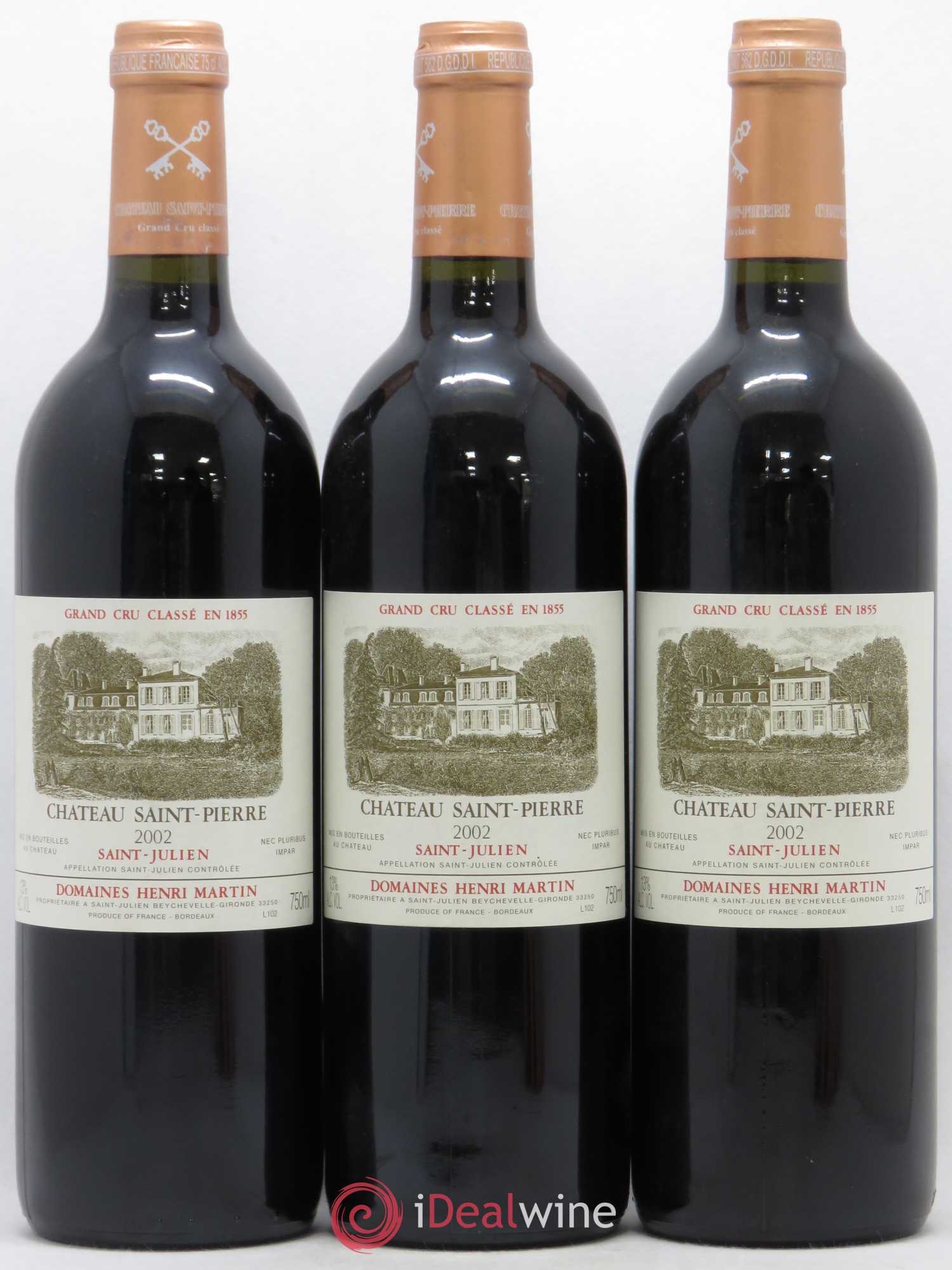 Château Saint-Pierre 4ème Grand Cru Classé 2002 - Lot de 3 bouteilles - 0