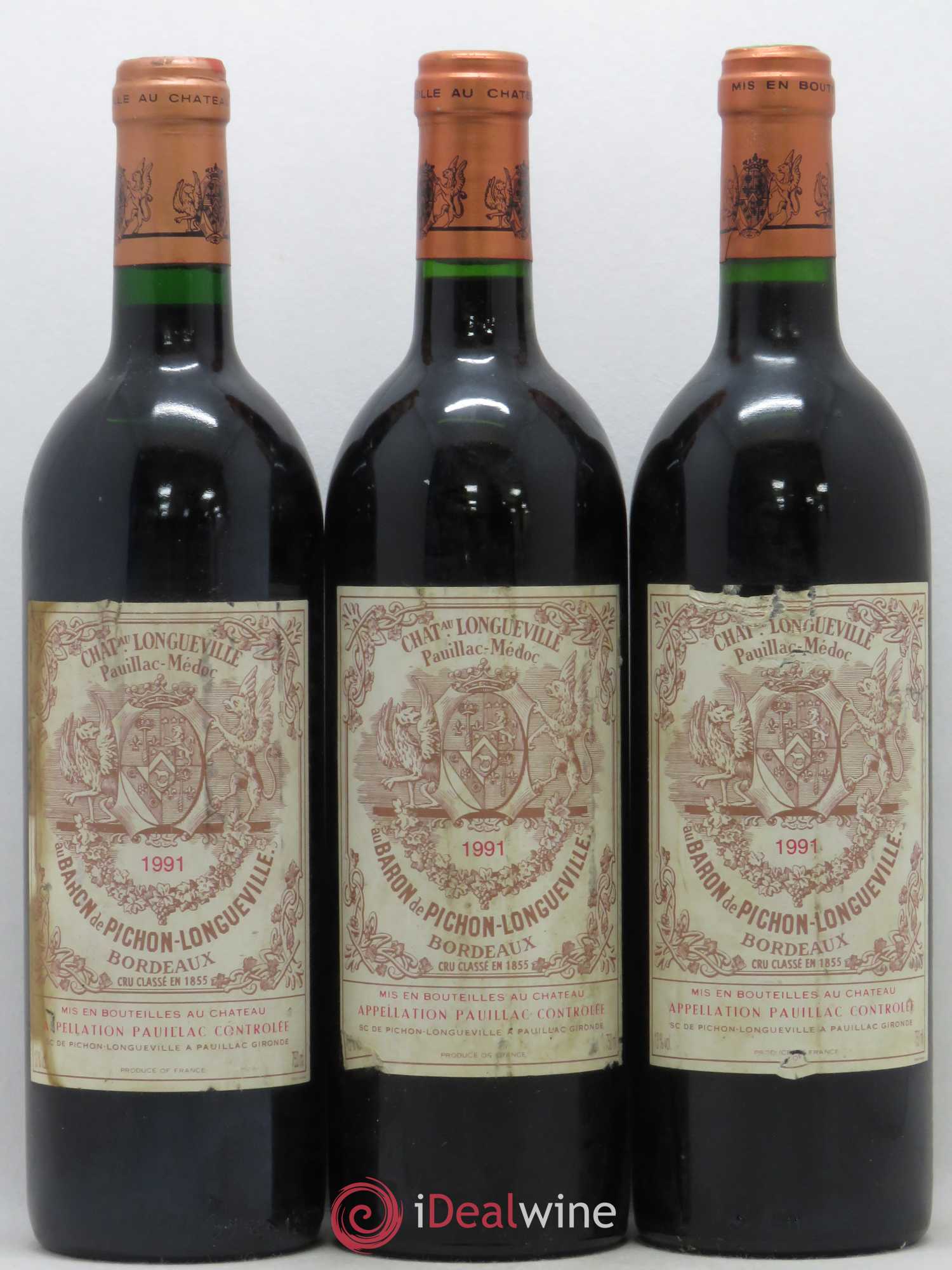 Pichon Longueville Baron 2ème Grand Cru Classé 1991 - Lot de 3 bouteilles - 0