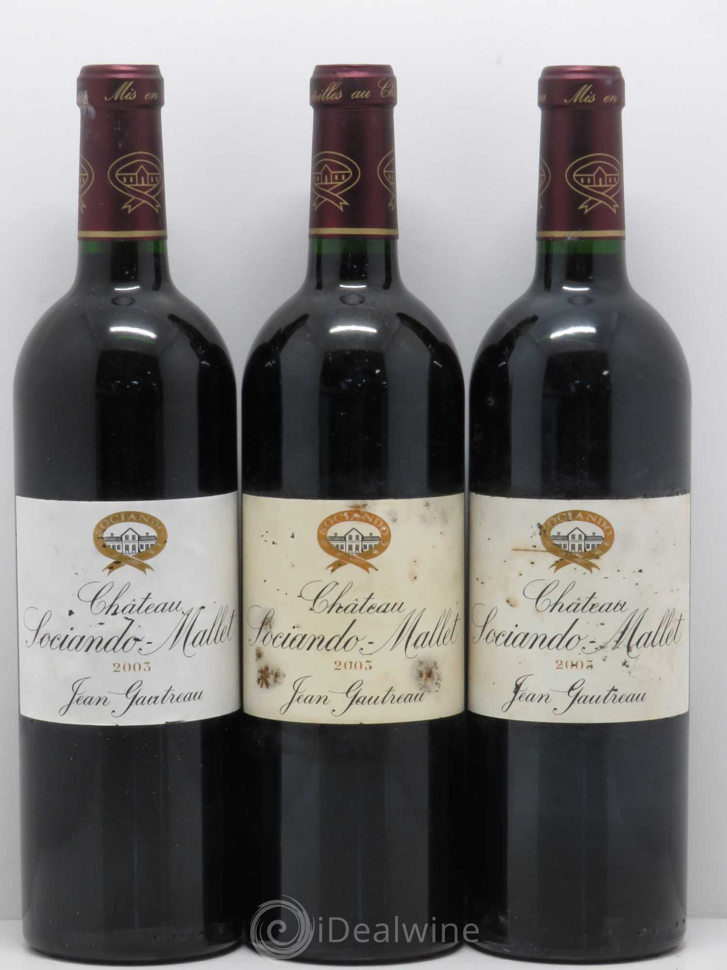 Château Sociando Mallet 2003 - Lot de 3 bouteilles - 0