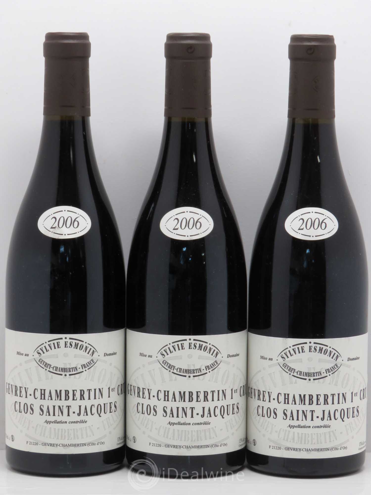 Gevrey-Chambertin 1er Cru Clos Saint Jacques Sylvie Esmonin 2006 - Lot de 3 bouteilles - 0