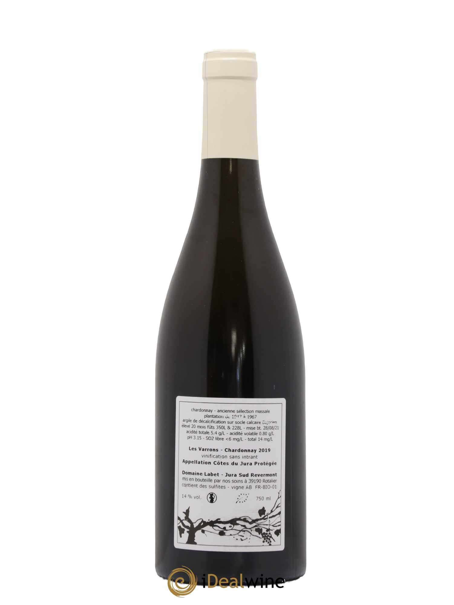 Côtes du Jura Chardonnay Les Varrons Romain - Julien - Charline Labet 2019 - Lot de 1 bouteille - 1