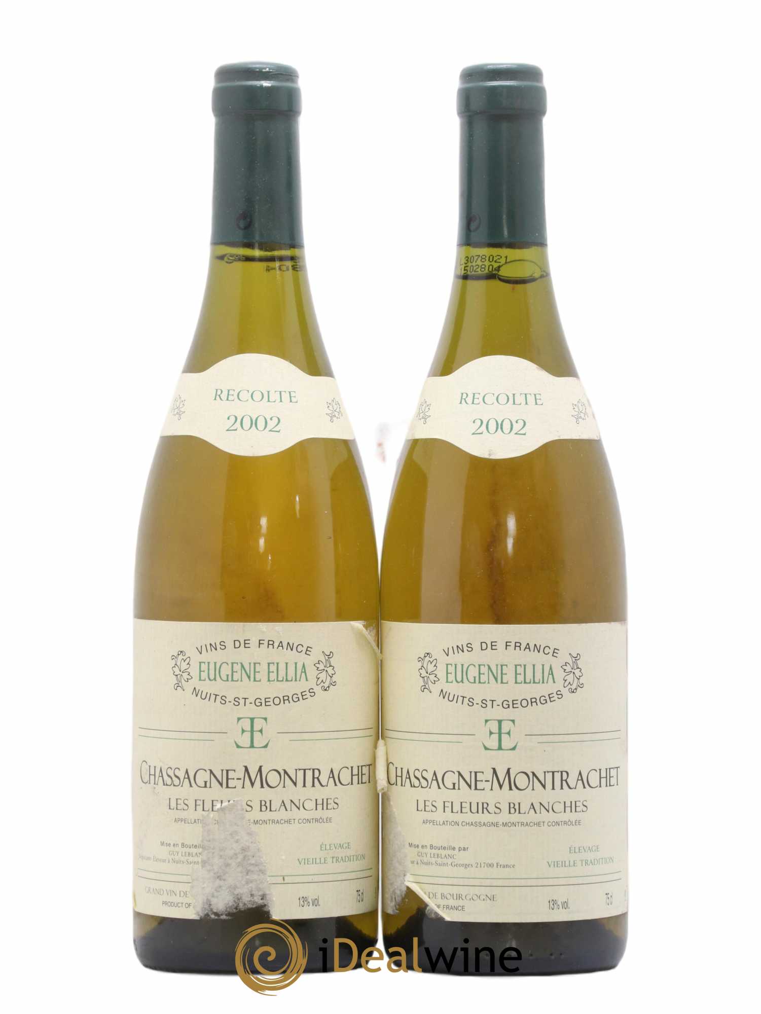 Chassagne-Montrachet Les Fleurs Blanches Eugène Ellia 2002 - Posten von 2 Flaschen - 0