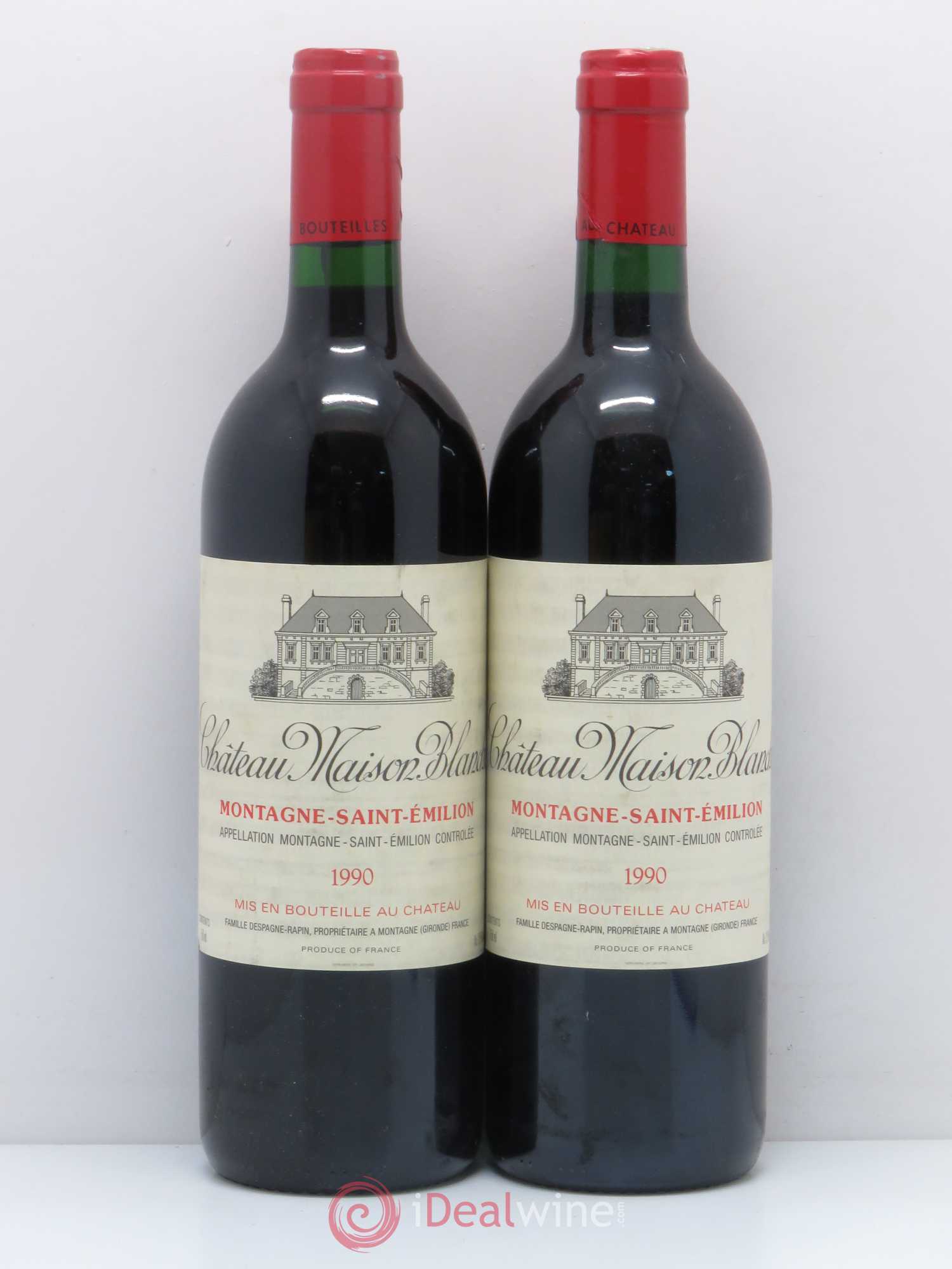 Montagne Saint-Émilion château Maison Blanche (sans prix de réserve) 1990 - Lot de 5 bouteilles - 1