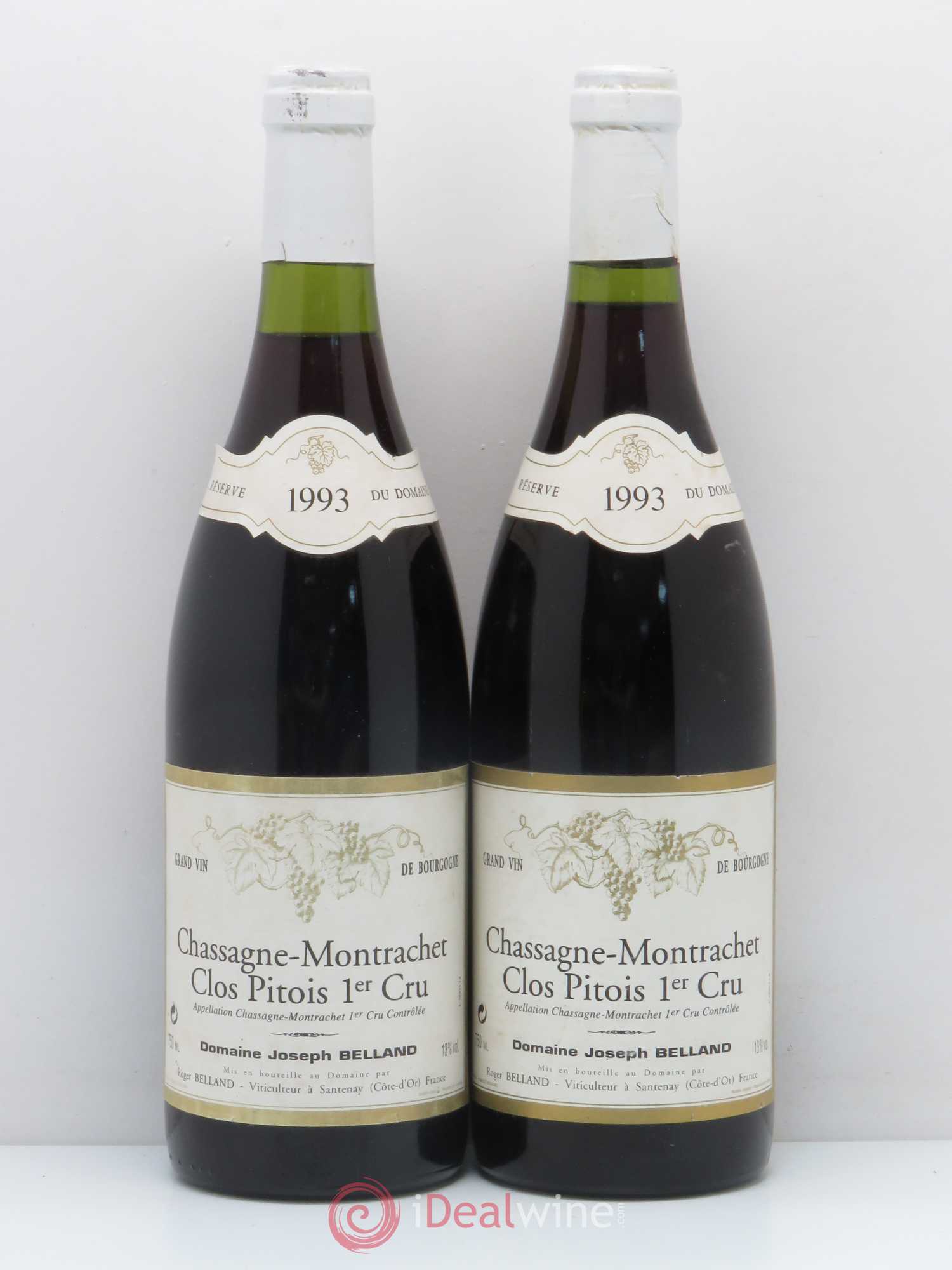 Chassagne-Montrachet 1er Cru Clos Pitois Domaine Joseph Belland 1993 - Lotto di 2 bottiglie - 0