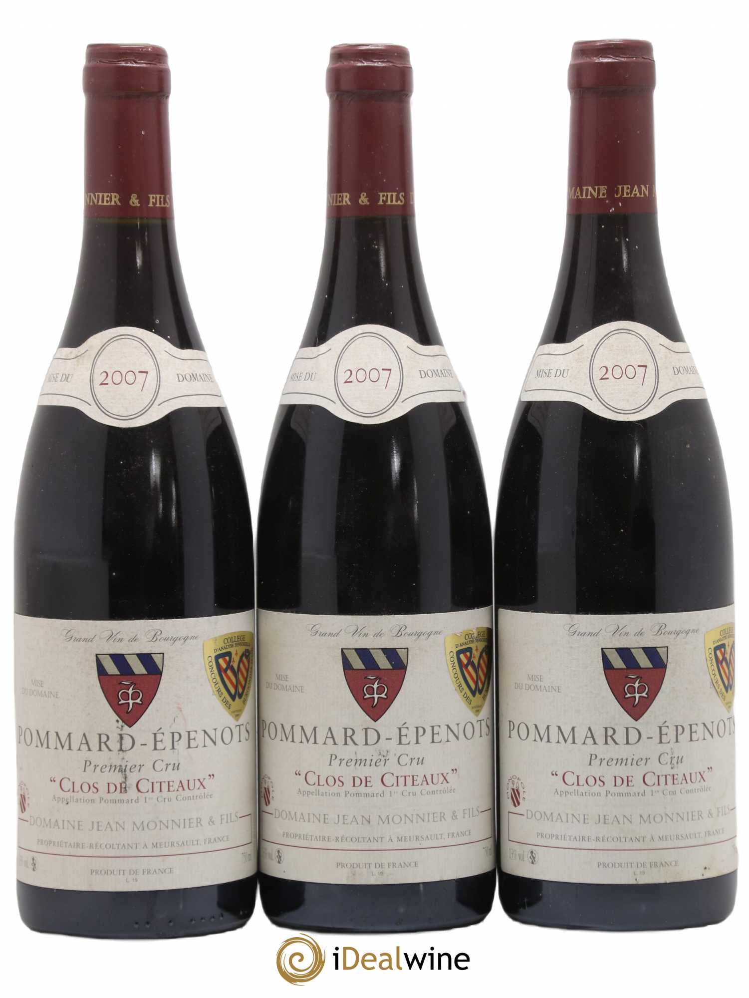 Pommard 1er Cru Epenots Clos De Citeaux Monnier 2007 - Lotto di 3 bottiglie - 0