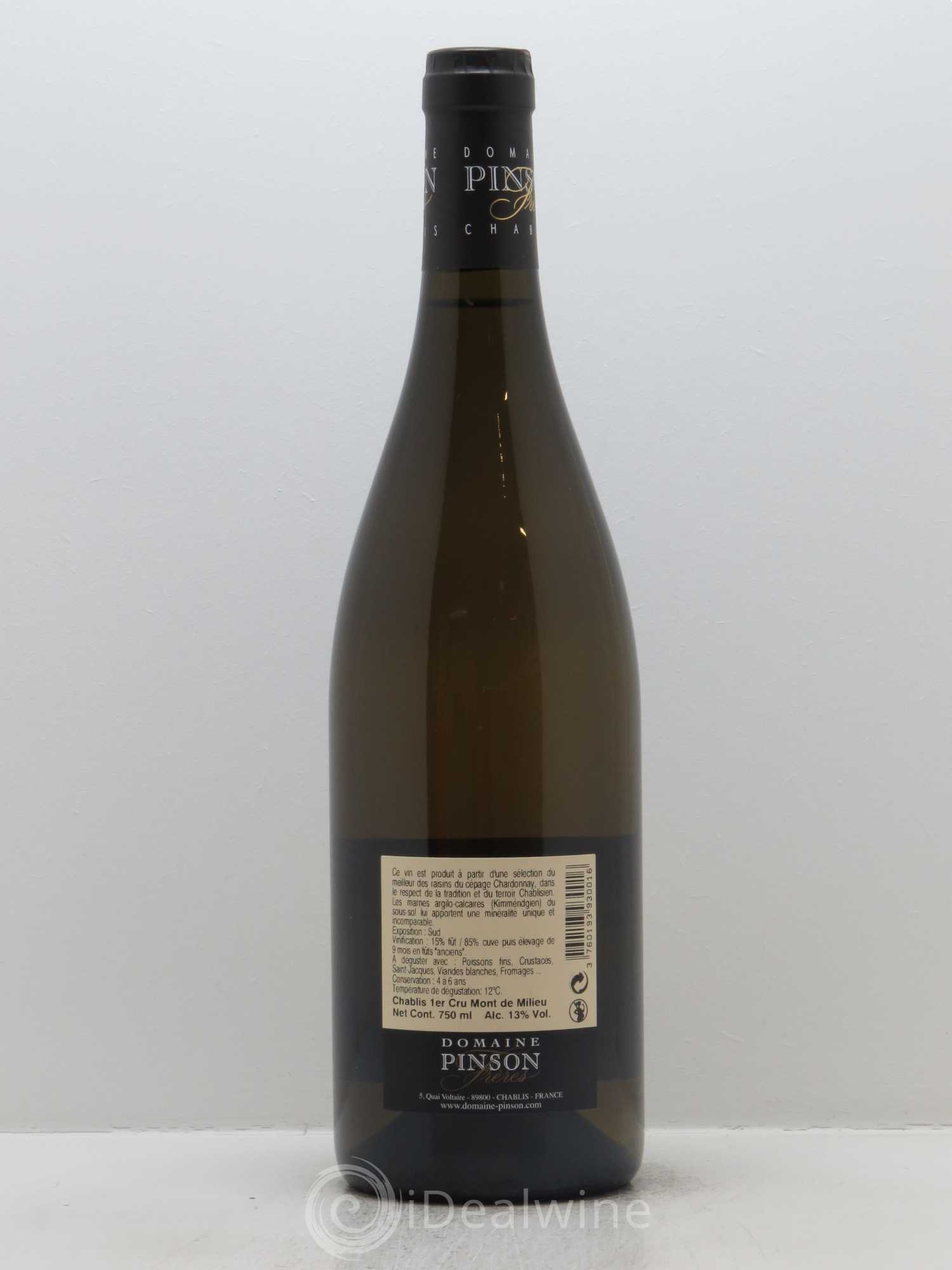 Chablis 1er Cru Mont de Milieu Pinson Frères (Domaine) 2016 - Lot de 1 bouteille - 1