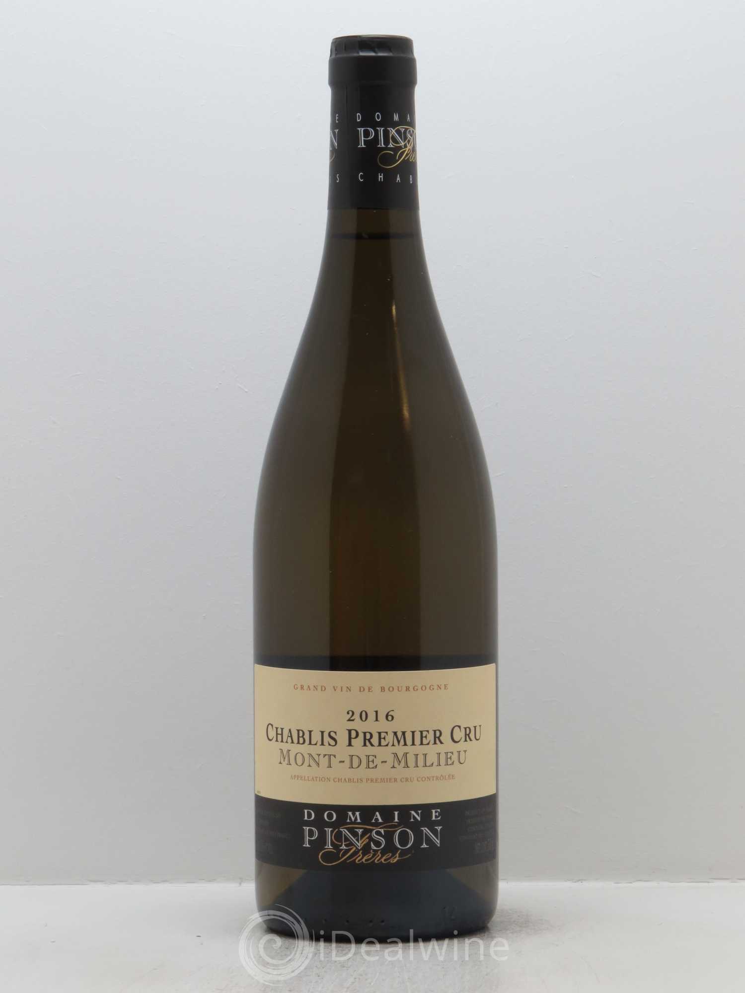 Chablis 1er Cru Mont de Milieu Pinson Frères (Domaine) 2016 - Lot de 1 bouteille - 0