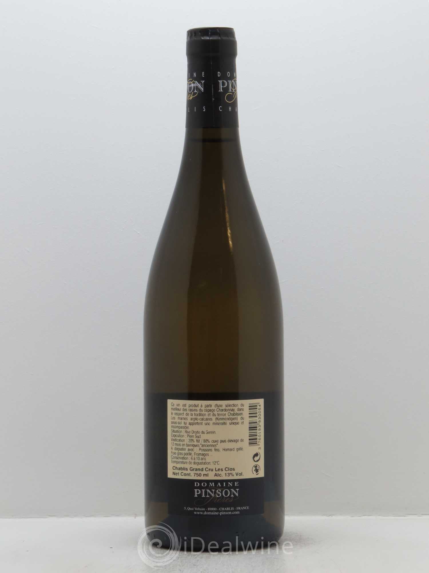 Chablis Grand Cru Les Clos Pinson Frères (Domaine) 2016 - Lot de 1 bouteille - 1