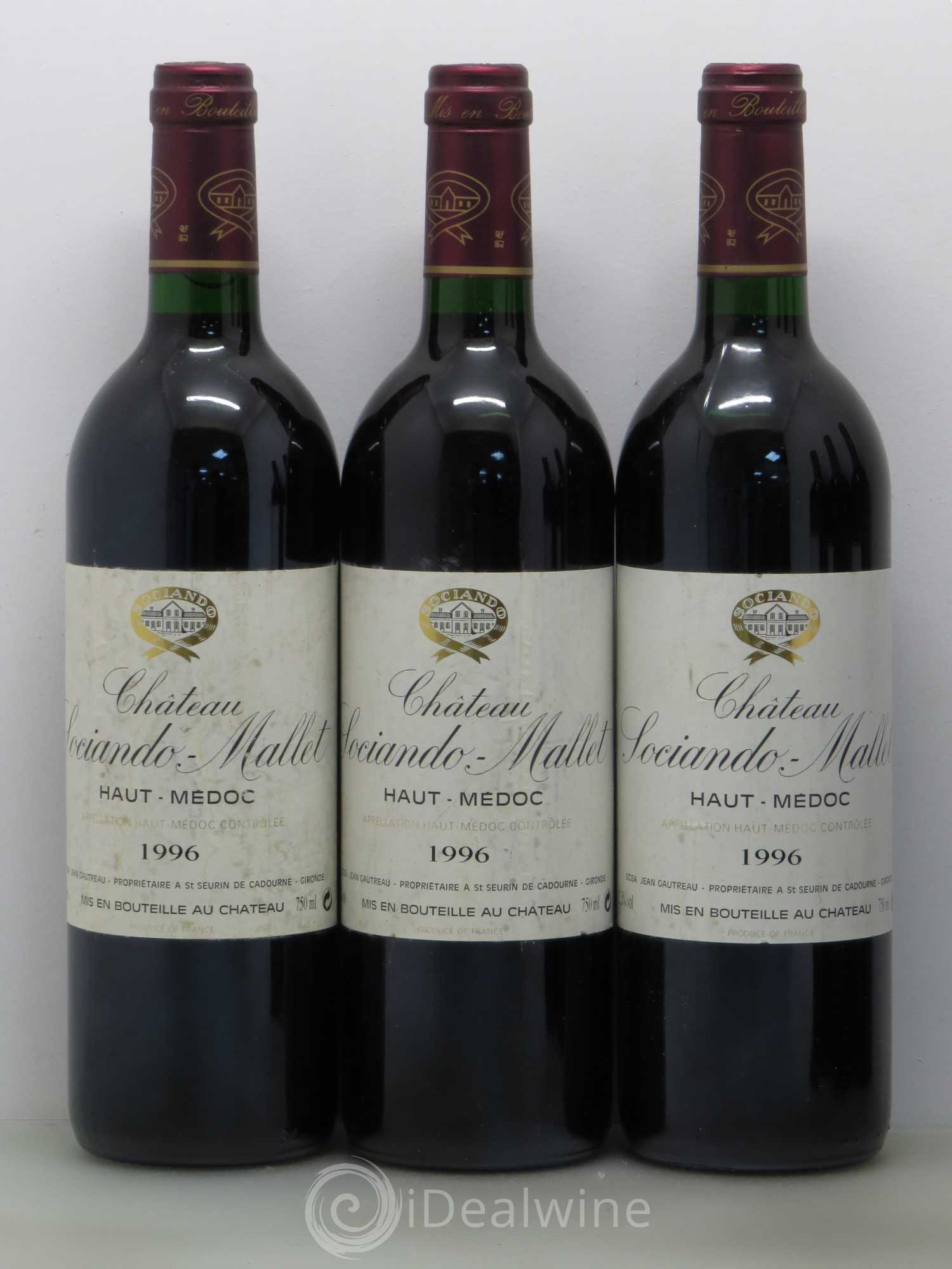 Château Sociando Mallet 1996 - Lot de 6 bouteilles - 1