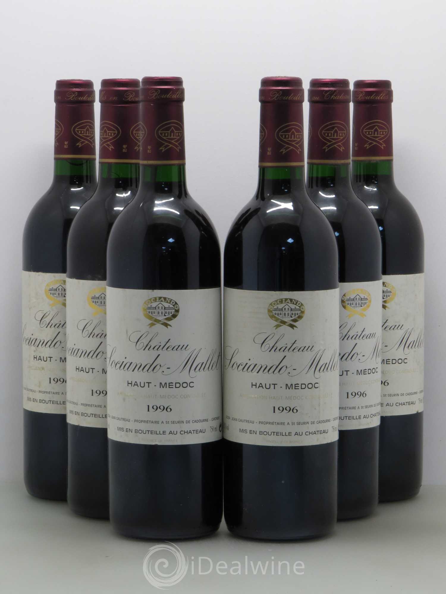 Château Sociando Mallet 1996 - Lot de 6 bouteilles - 0