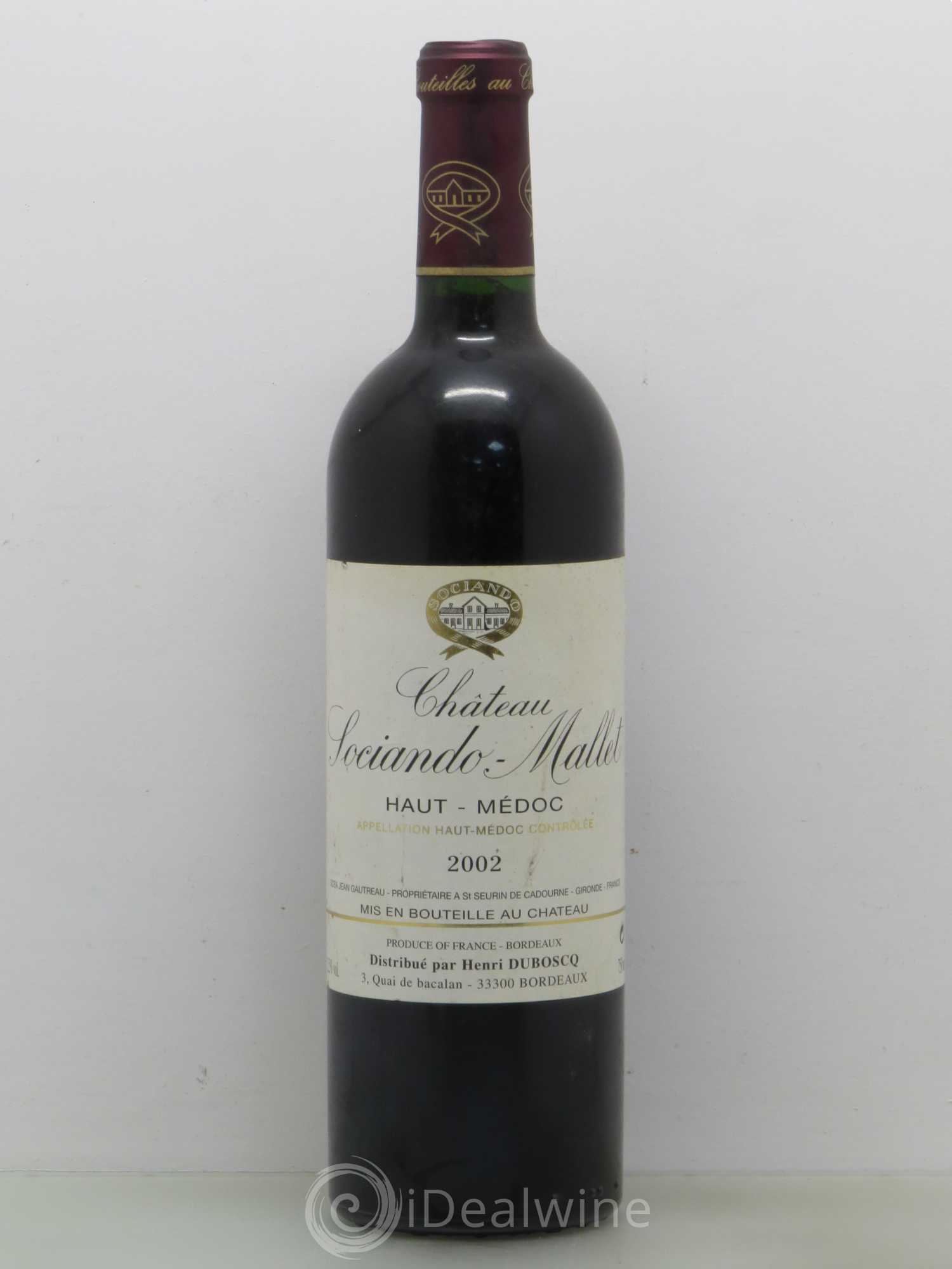 Château Sociando Mallet 2002 - Lot de 1 bouteille - 0