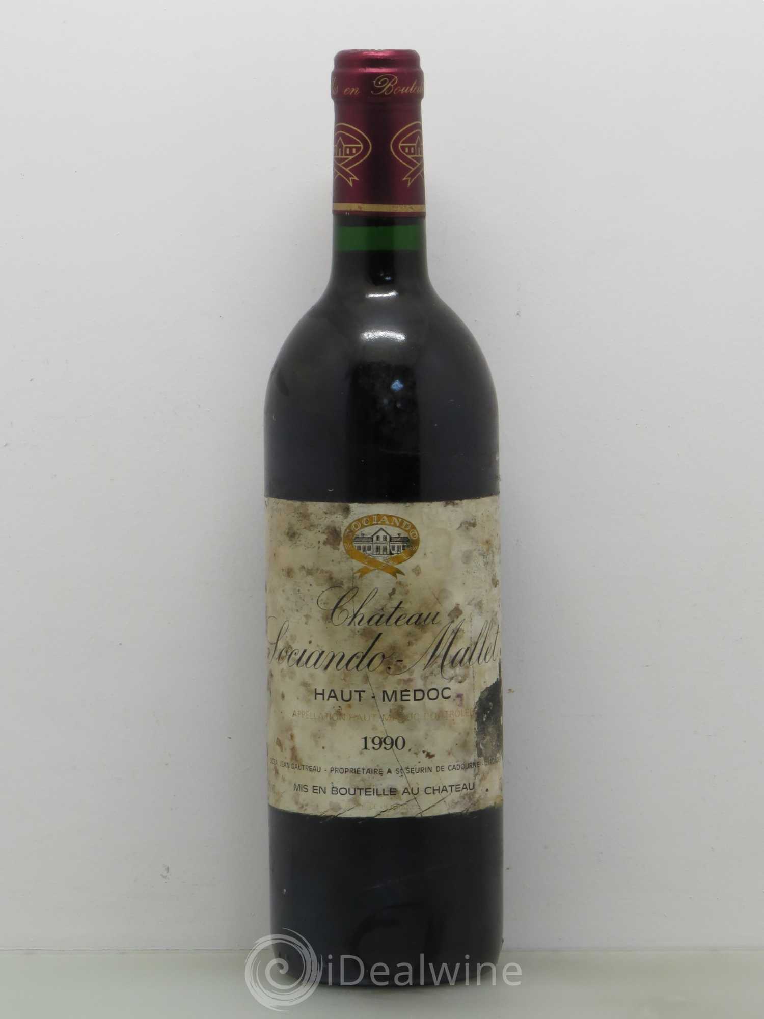 Château Sociando Mallet 1990 - Lot de 1 bouteille - 0