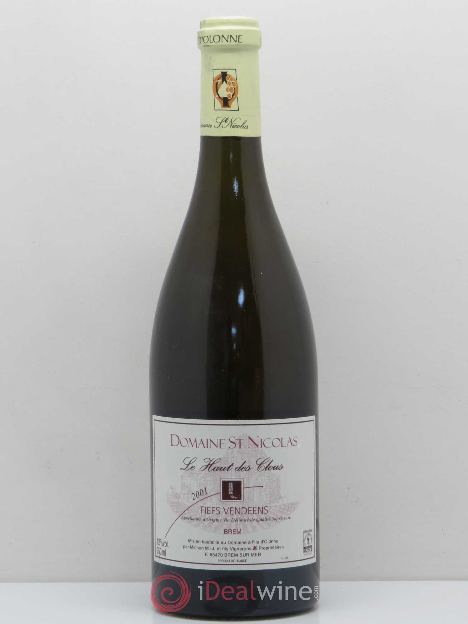 Divers Fiefs Vendéens Haut des Clous Domaine Saint Nicolas 2001 - Posten von 1 Flasche - 0