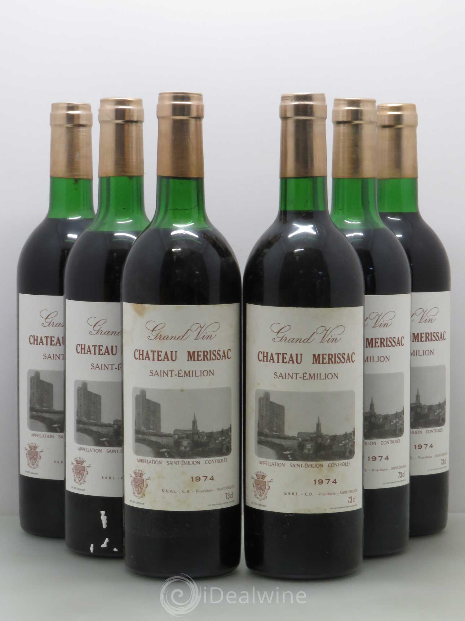 Saint-Émilion Château Merissac 1974 - Lot de 6 bouteilles - 0