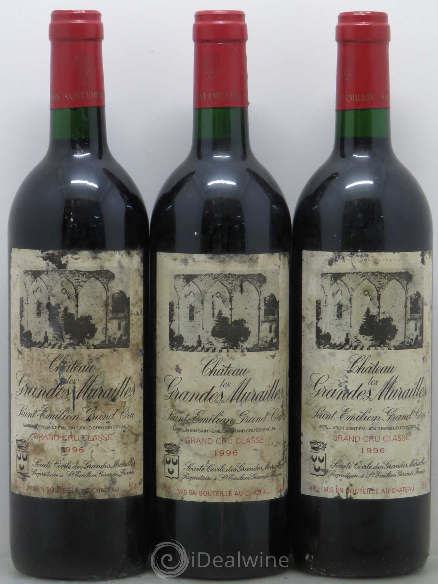 Château les Grandes Murailles Grand Cru Classé 1996 - Lot de 3 bouteilles - 0