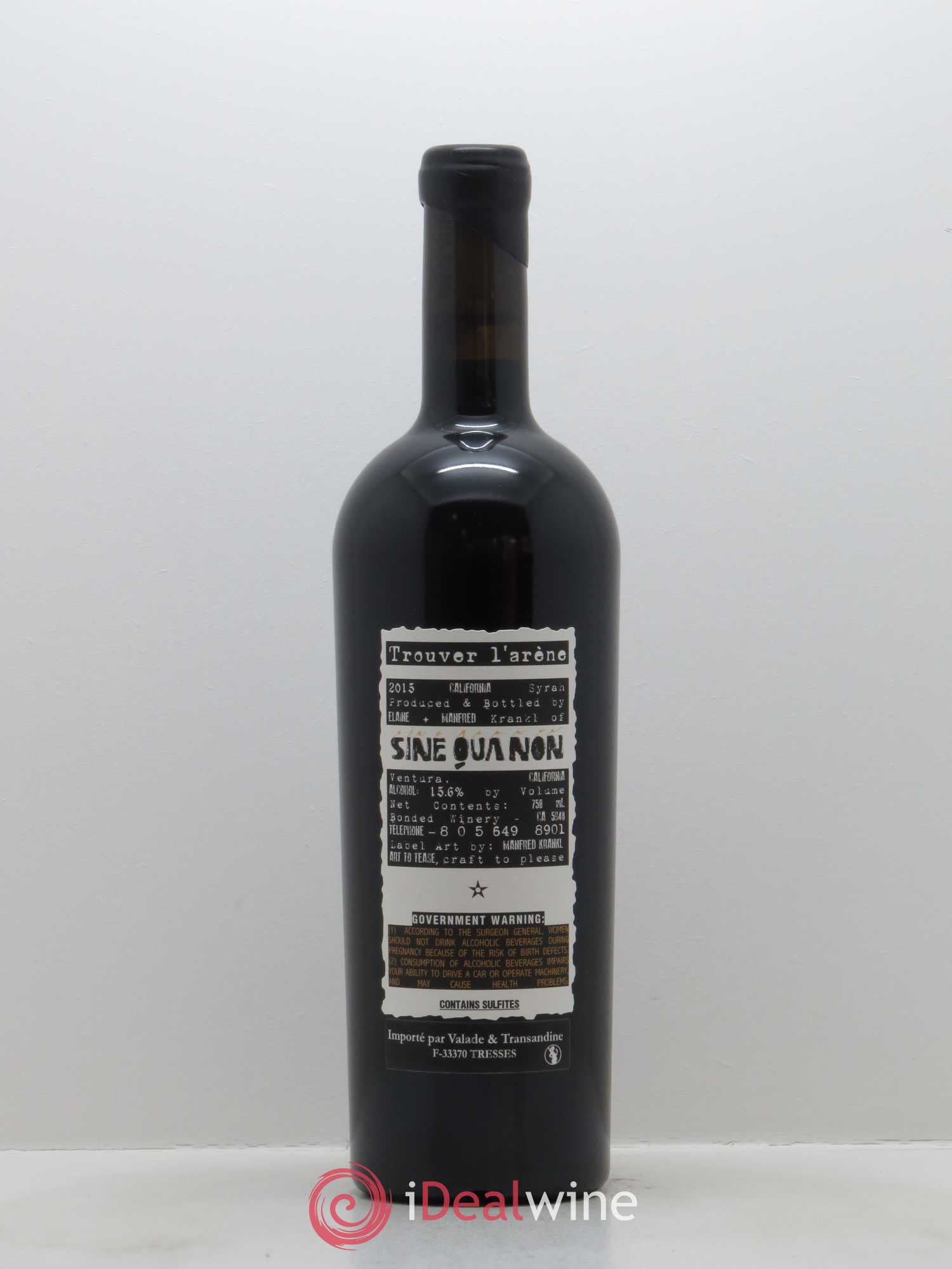 Santa Barbara Sine Qua Non Trouver l'Arêne Manfred Krankl 2015 - Lot de 1 bouteille - 1