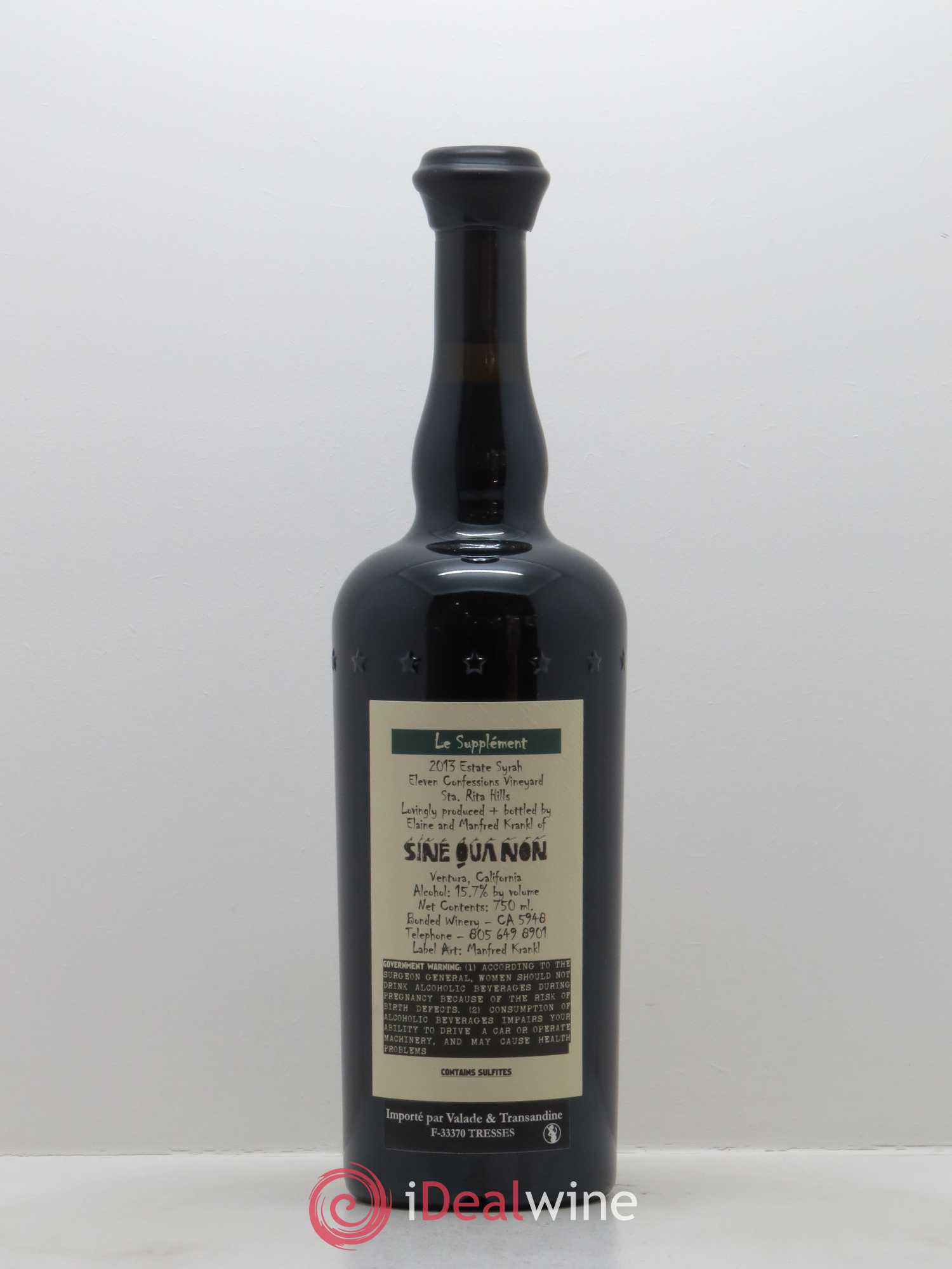 Santa Barbara Sine Qua Non Eleven Confessions Le Supplément Manfred Krankl 2013 - Lot de 1 bouteille - 1