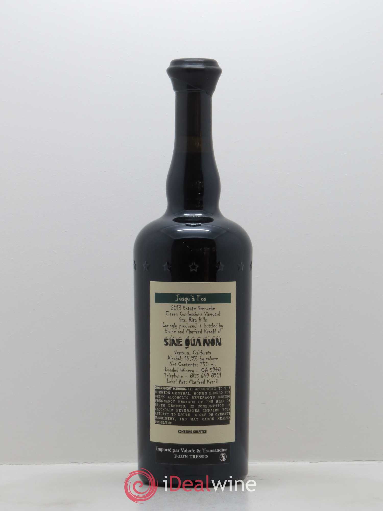 Santa Barbara Sine Qua Non Eleven Confessions Jusqu'à l'Os Manfred Krankl 2013 - Lot de 1 bouteille - 1