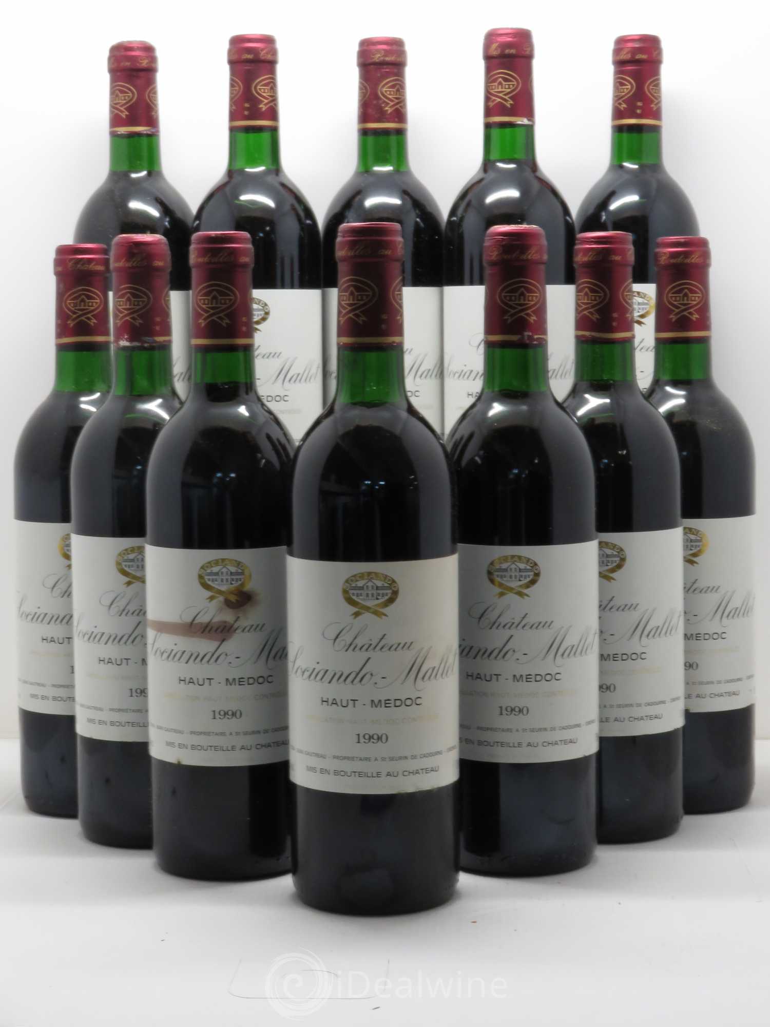 Château Sociando Mallet 1990 - Lot de 12 bouteilles - 0