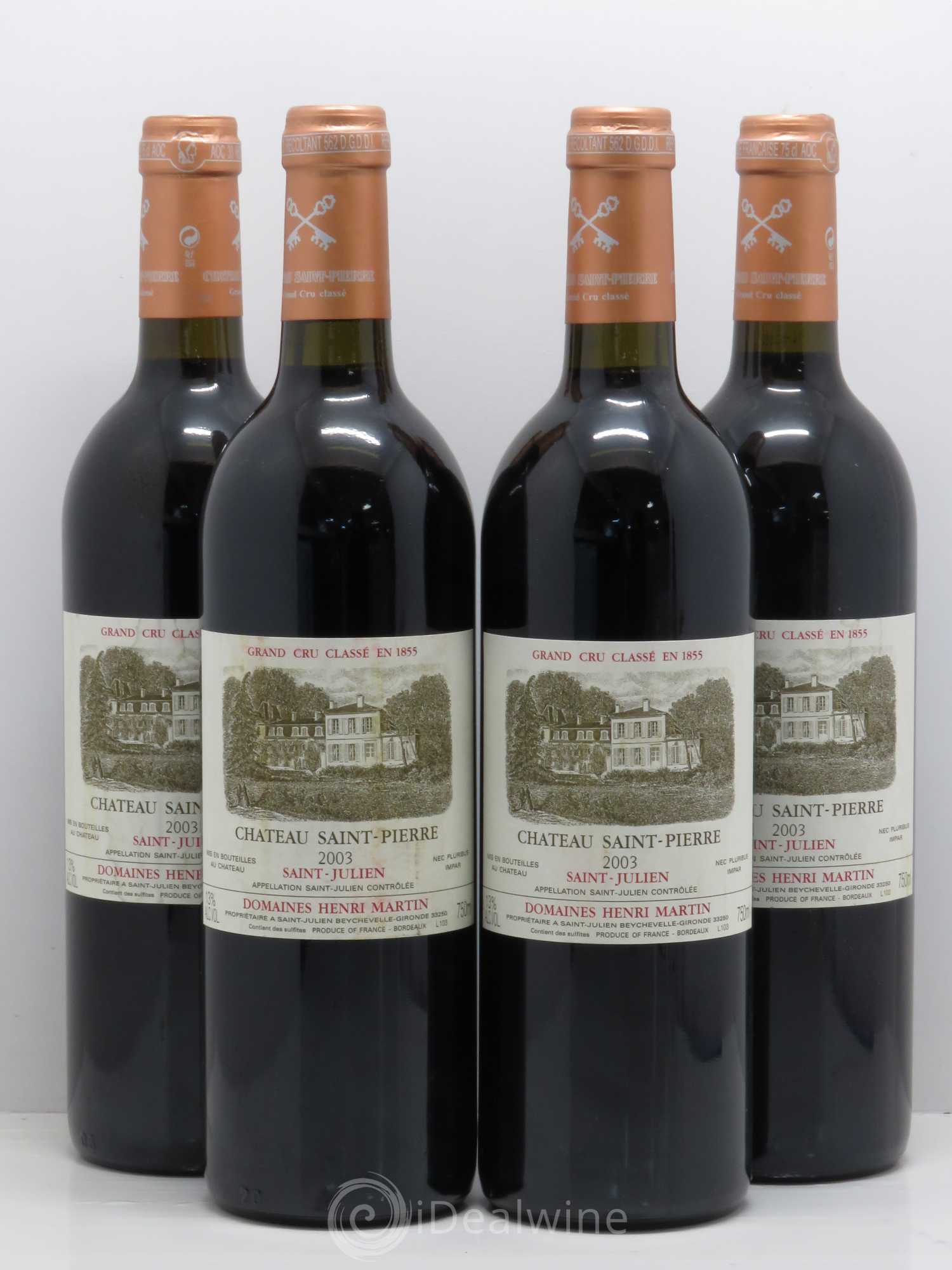Château Saint-Pierre 4ème Grand Cru Classé 2003 - Lot de 4 bouteilles - 0