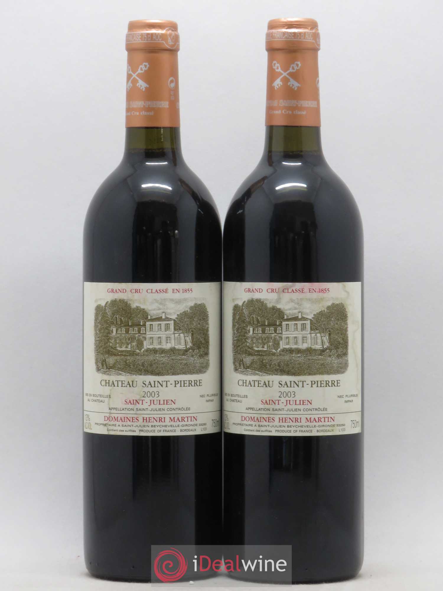 Château Saint-Pierre 4ème Grand Cru Classé 2003 - Lot de 2 bouteilles - 0