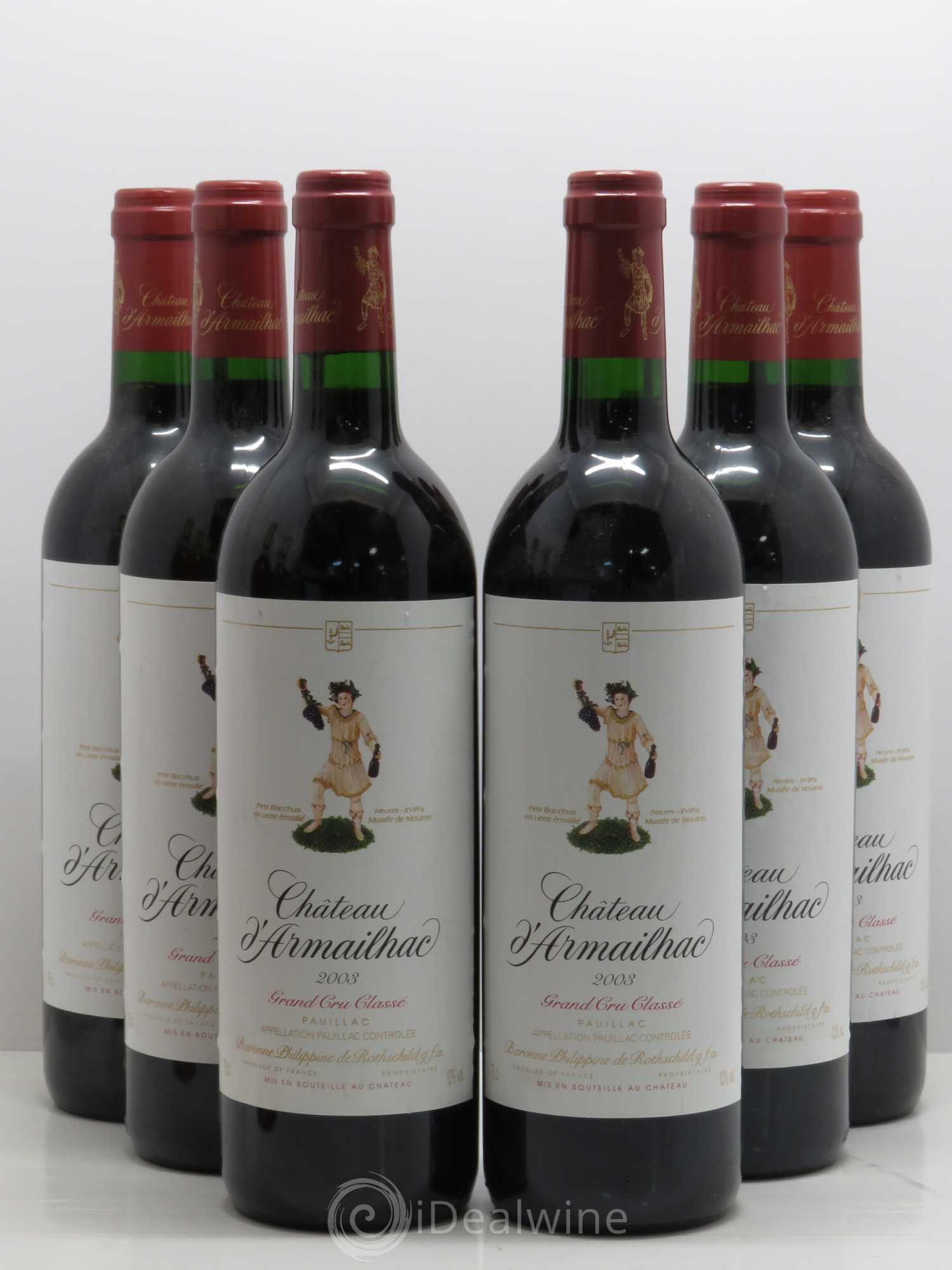Château d' Armailhac - Mouton Baron(ne) Philippe 5ème Grand Cru Classé 2003 - Lot de 6 bouteilles - 0