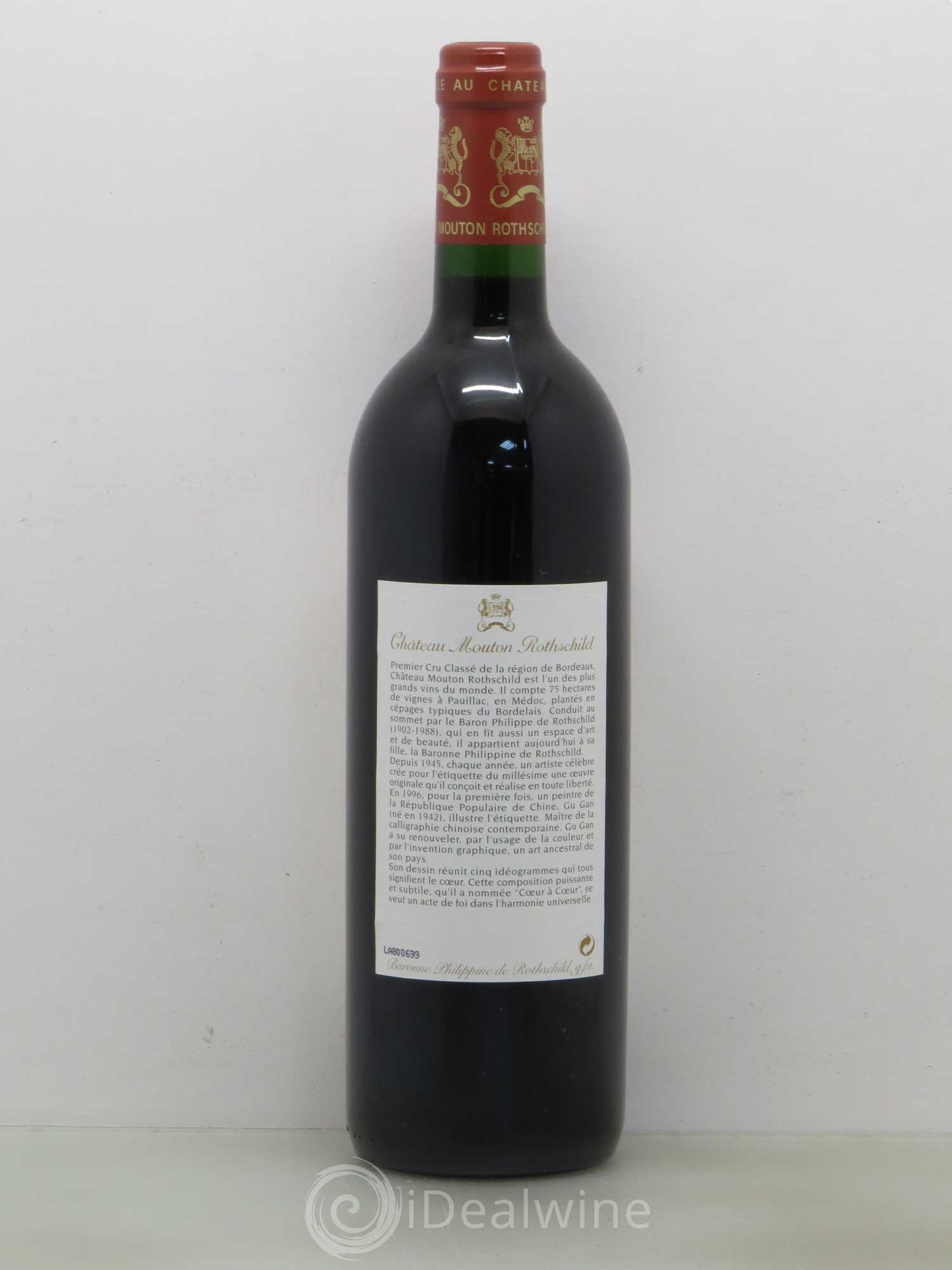 Château Mouton Rothschild 1er Grand Cru Classé 1996 - Lot de 1 bouteille - 1