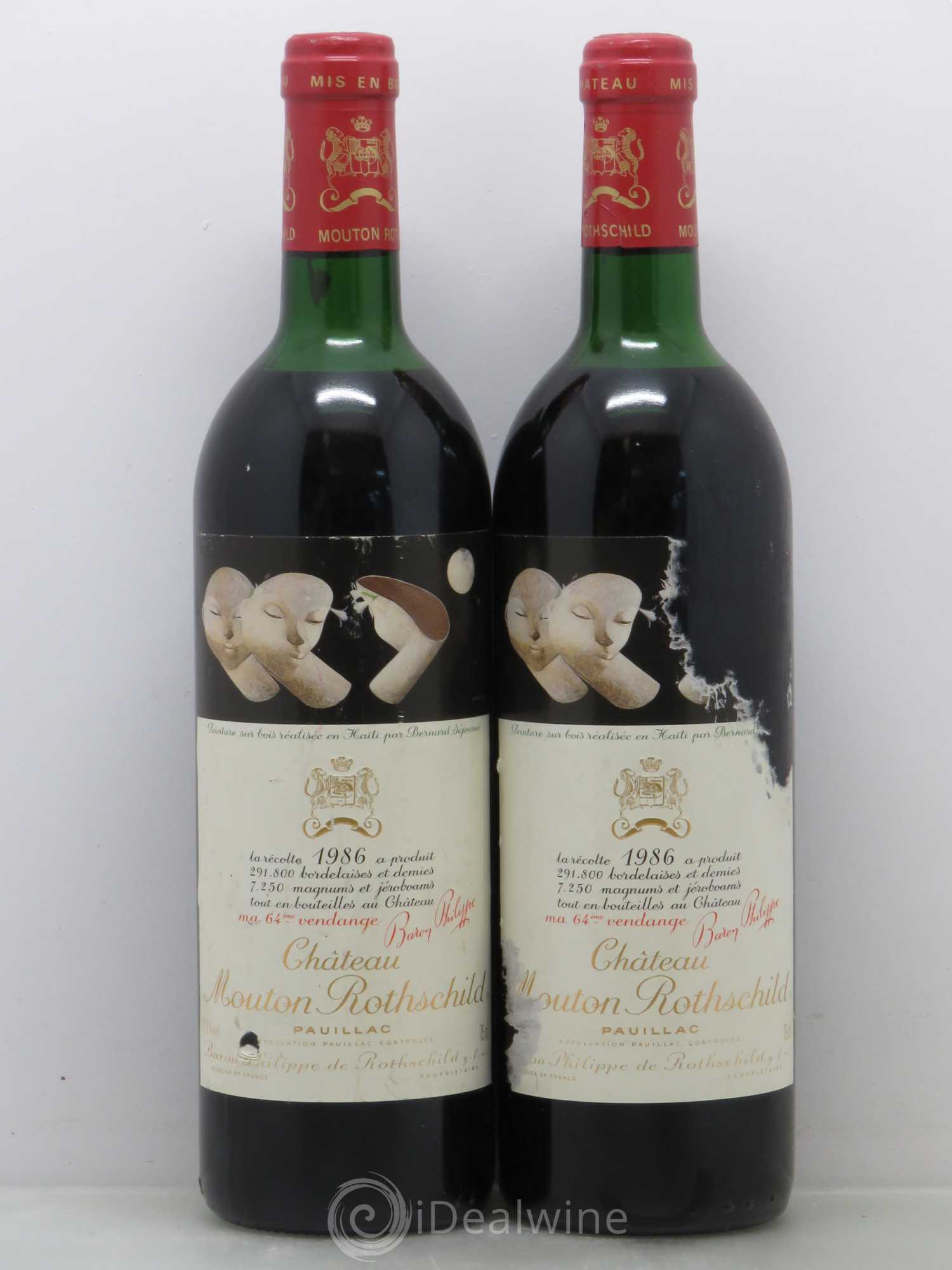 Château Mouton Rothschild 1er Grand Cru Classé 1986 - Lot de 2 bouteilles - 0