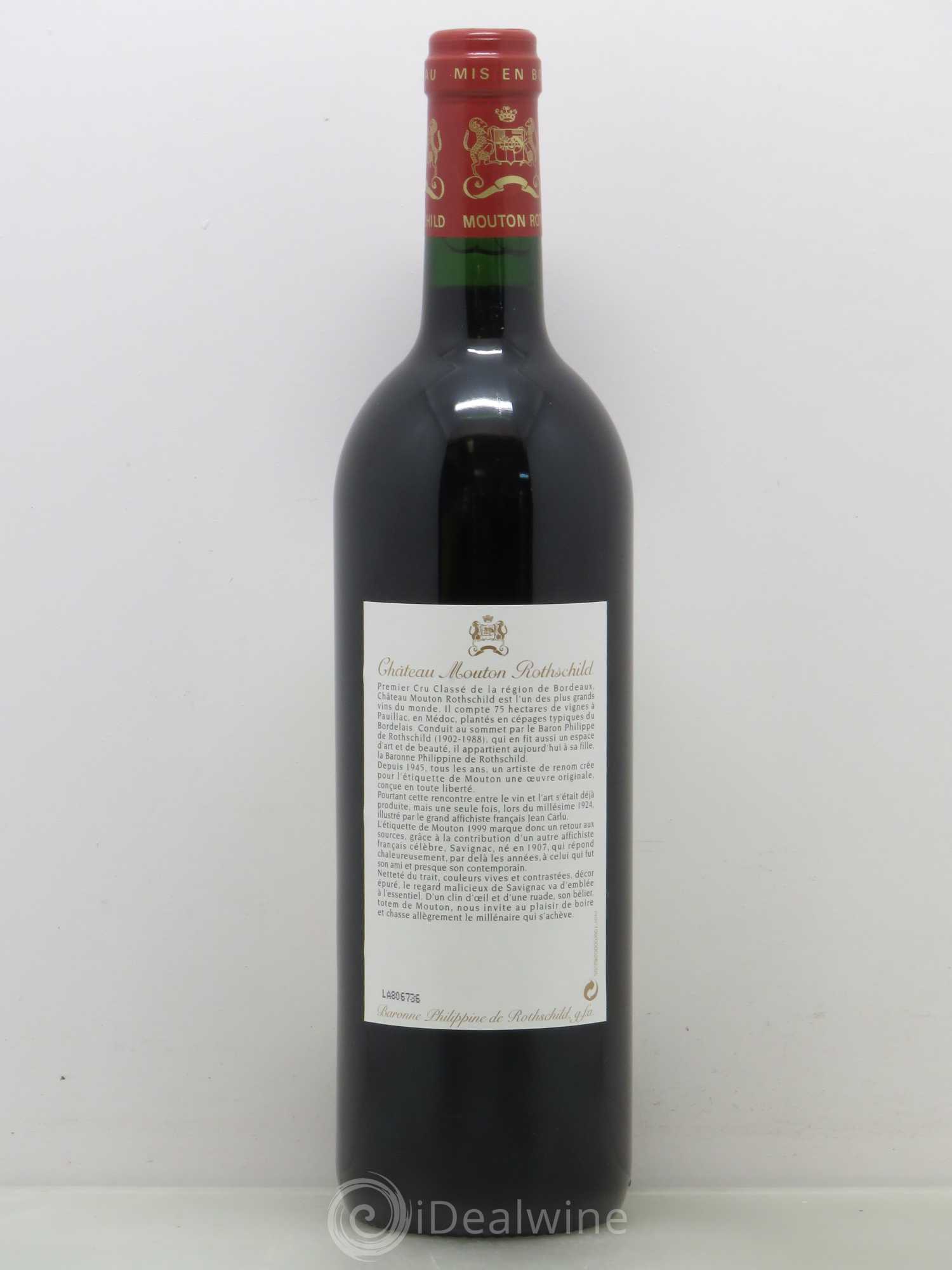 Château Mouton Rothschild 1er Grand Cru Classé 1999 - Lot de 1 bouteille - 1