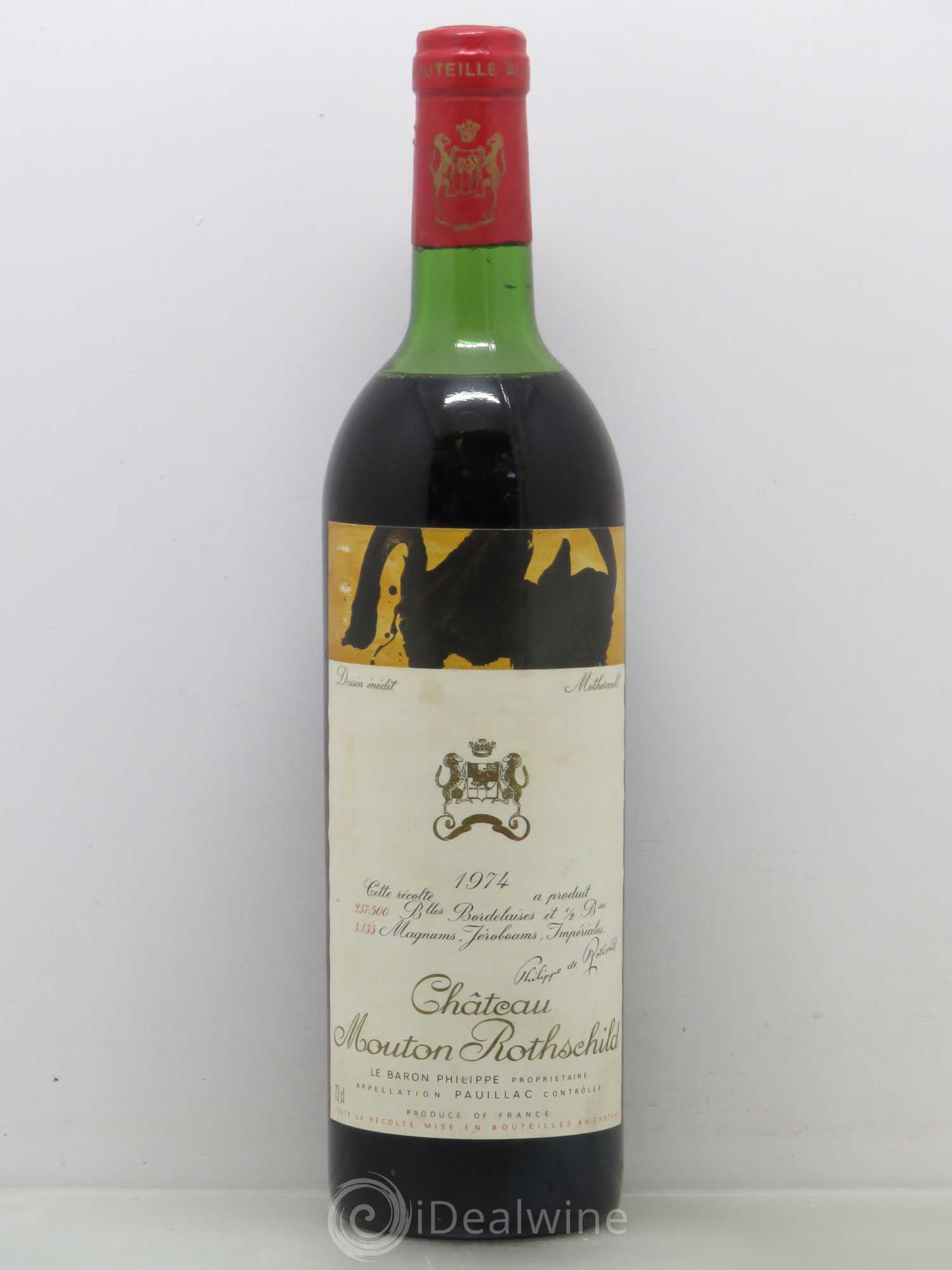 Château Mouton Rothschild 1er Grand Cru Classé 1974 - Lot de 1 bouteille - 0