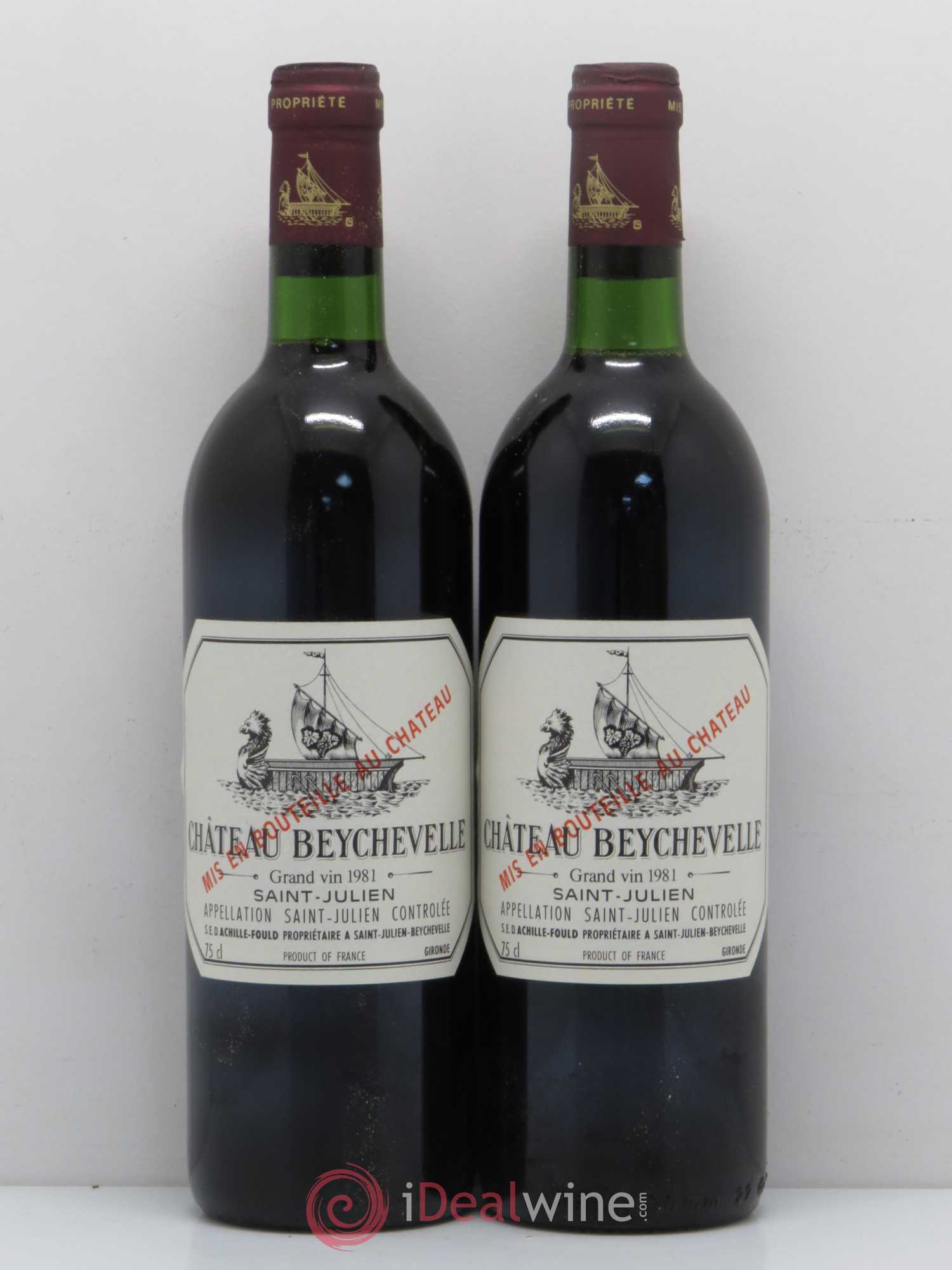 Château Beychevelle 4ème Grand Cru Classé 1981 - Lot de 2 bouteilles - 0