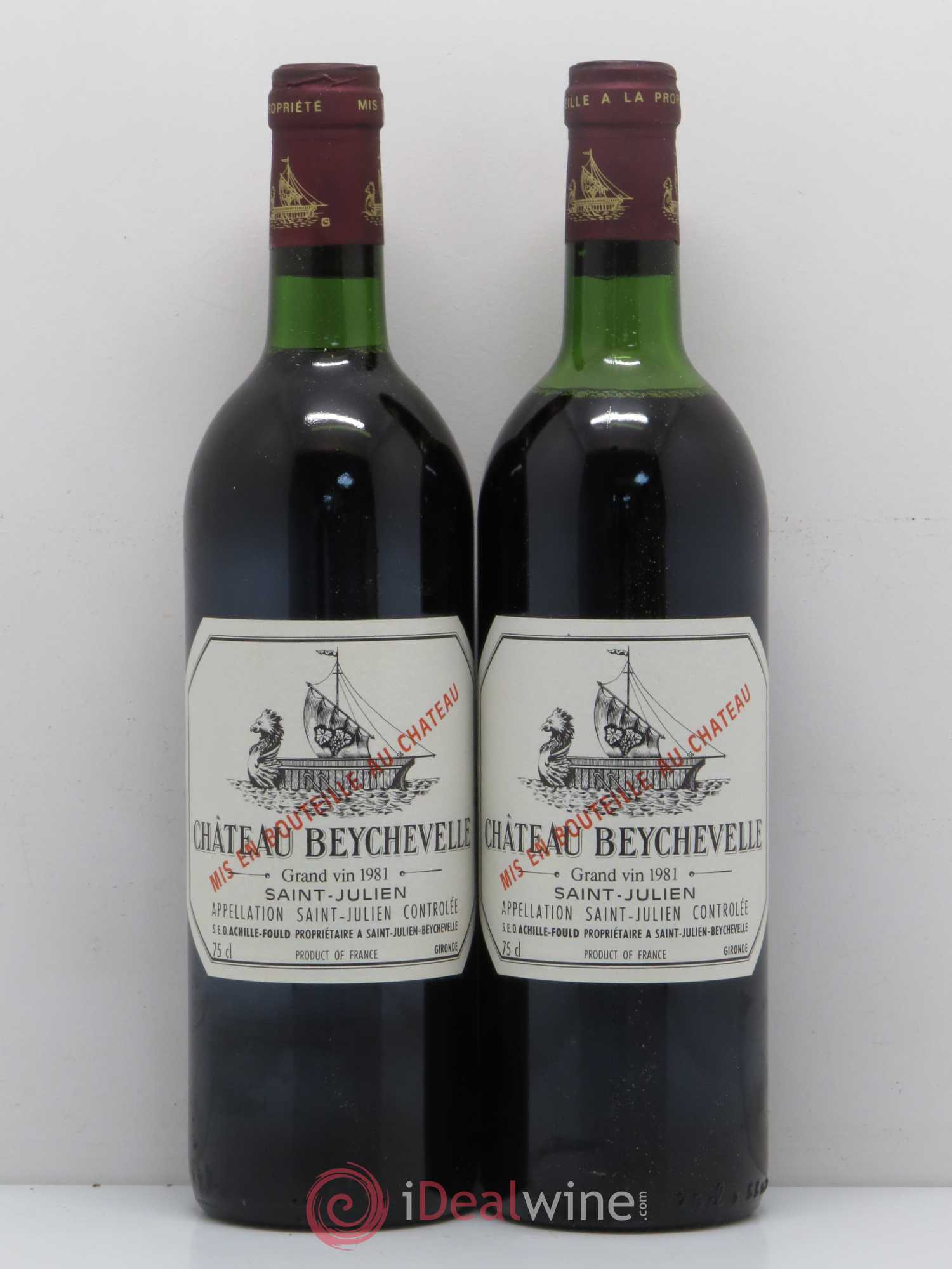 Château Beychevelle 4ème Grand Cru Classé 1981 - Lot de 2 bouteilles - 0