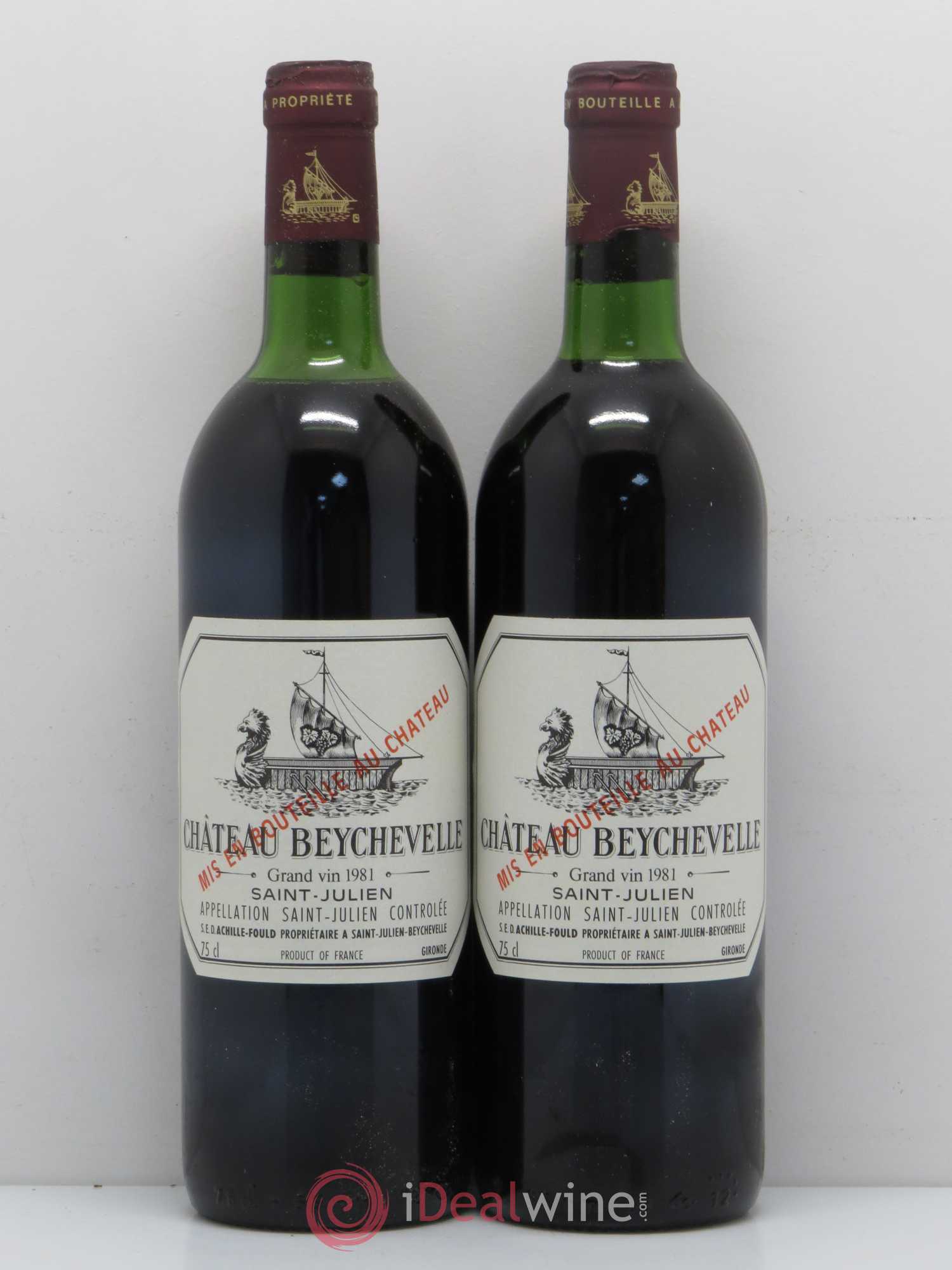 Château Beychevelle 4ème Grand Cru Classé 1981 - Lot de 2 bouteilles - 0