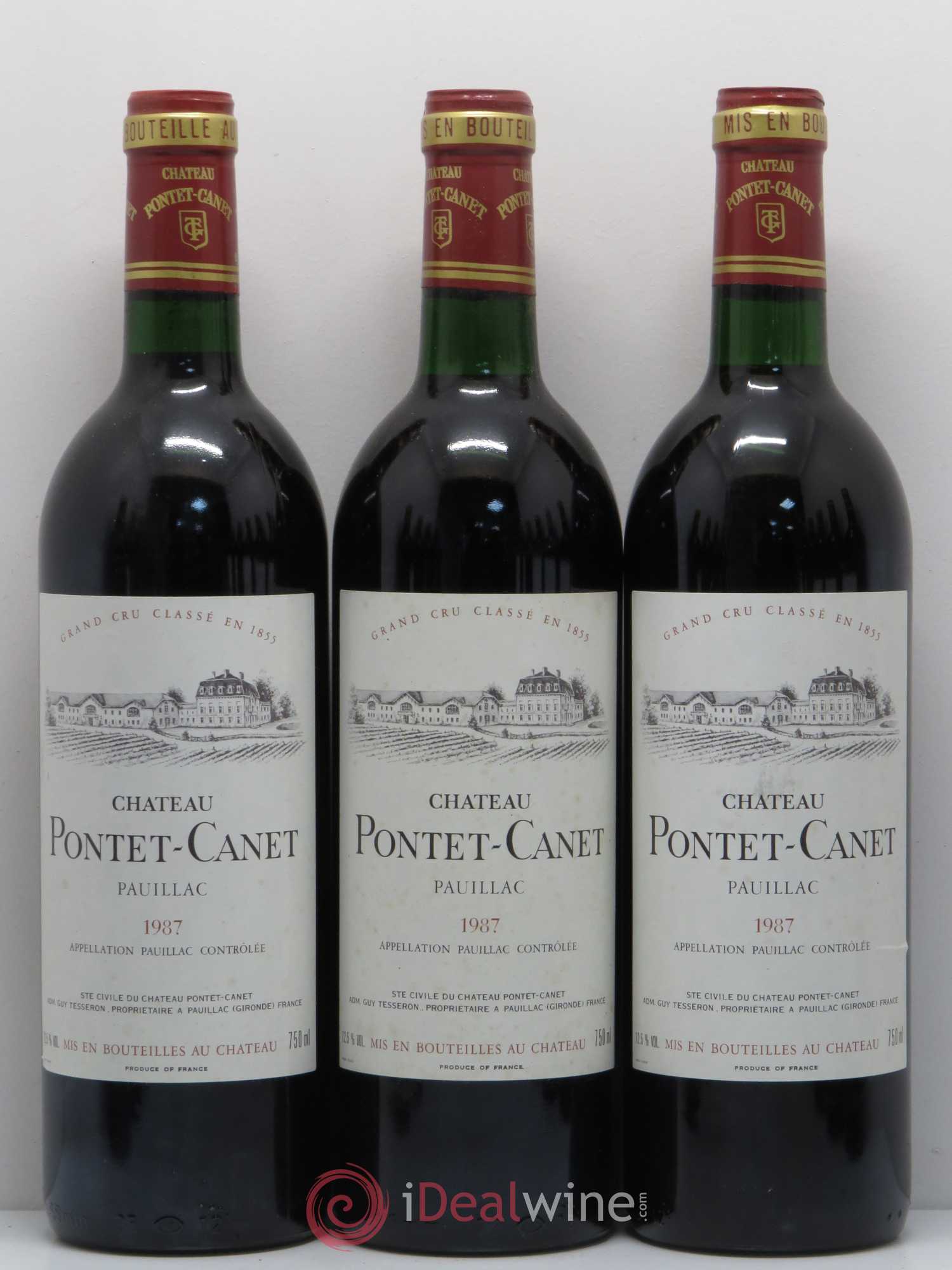 Château Pontet Canet 5ème Grand Cru Classé 1987 - Lot de 12 bouteilles - 1