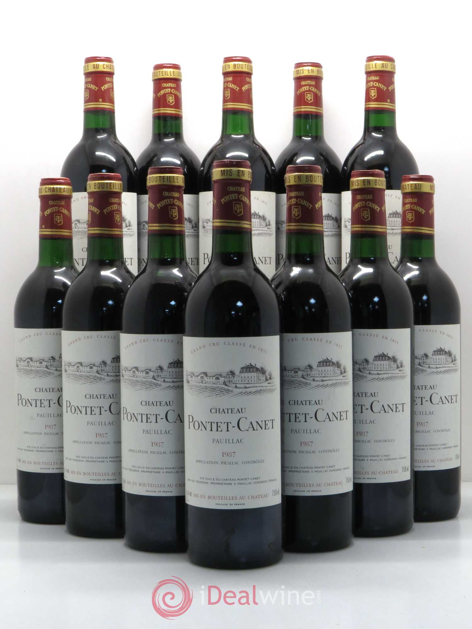 Château Pontet Canet 5ème Grand Cru Classé 1987 - Lot de 12 bouteilles - 0