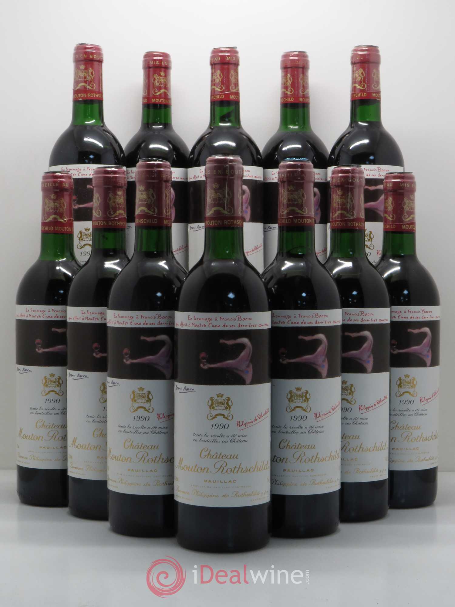 Château Mouton Rothschild 1er Grand Cru Classé 1990 - Lot de 12 bouteilles - 0